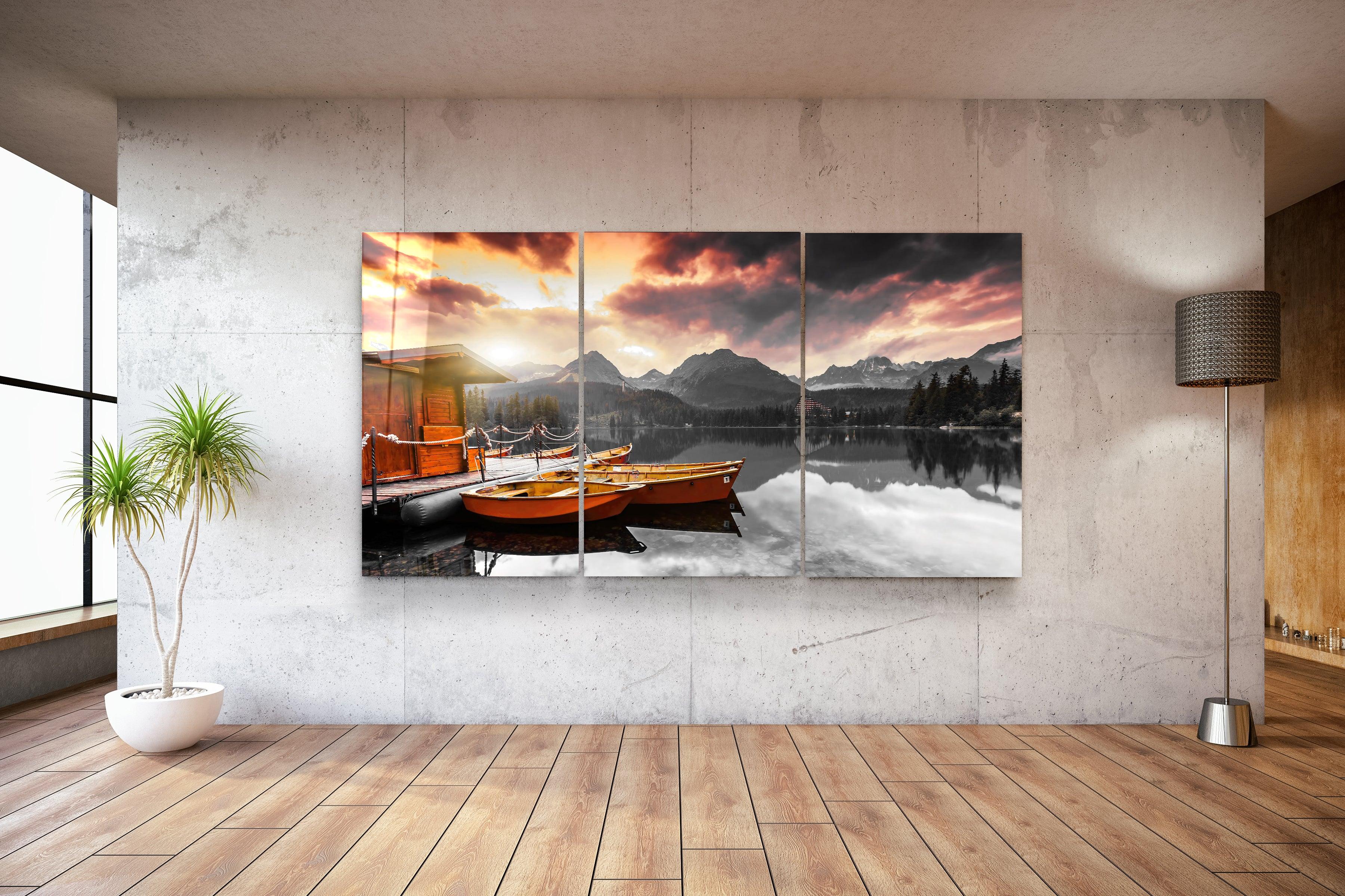 ・"Silent Lake V2 - Trio"・Glass Wall Art