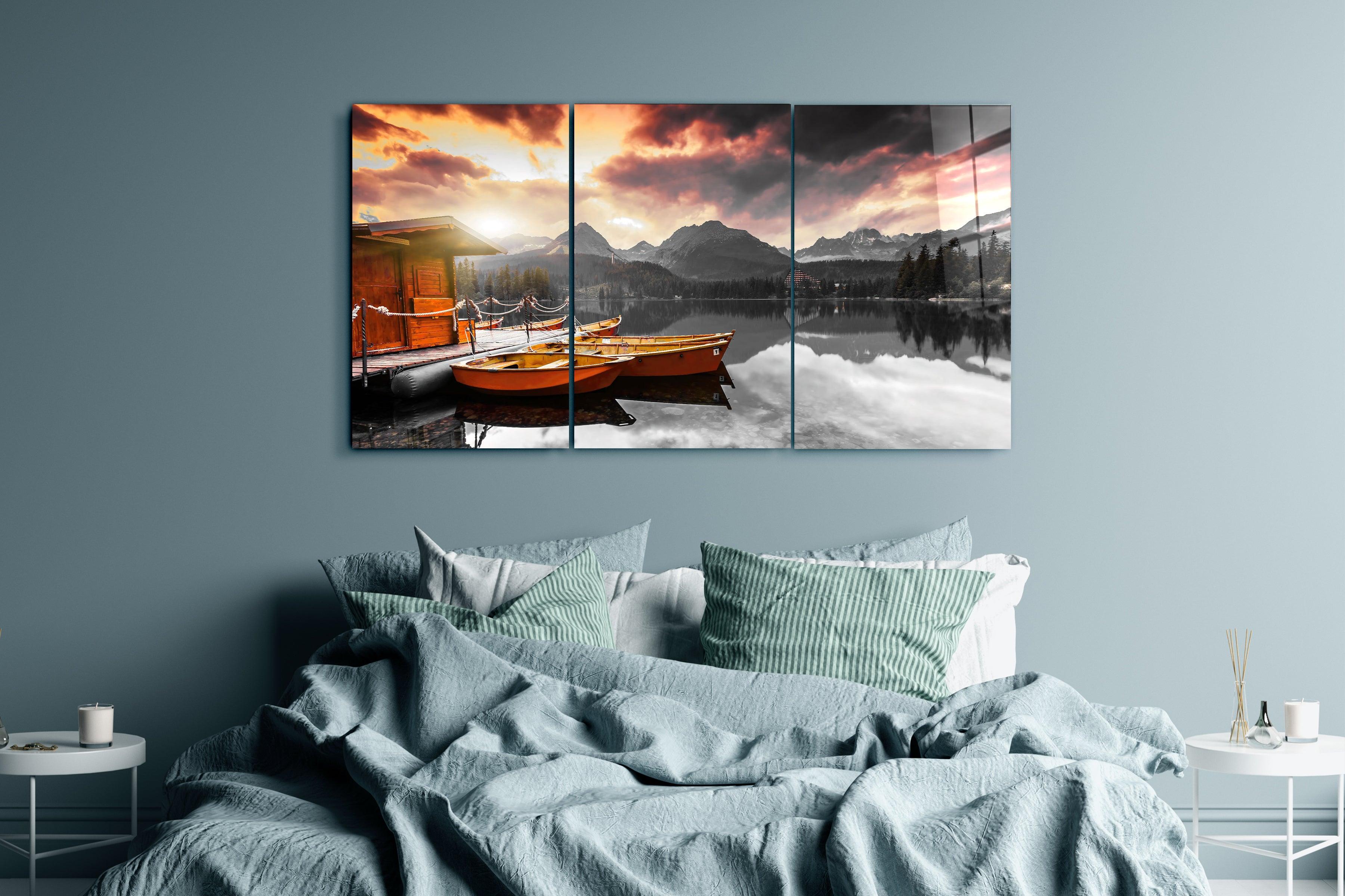 ・"Silent Lake V2 - Trio"・Glass Wall Art