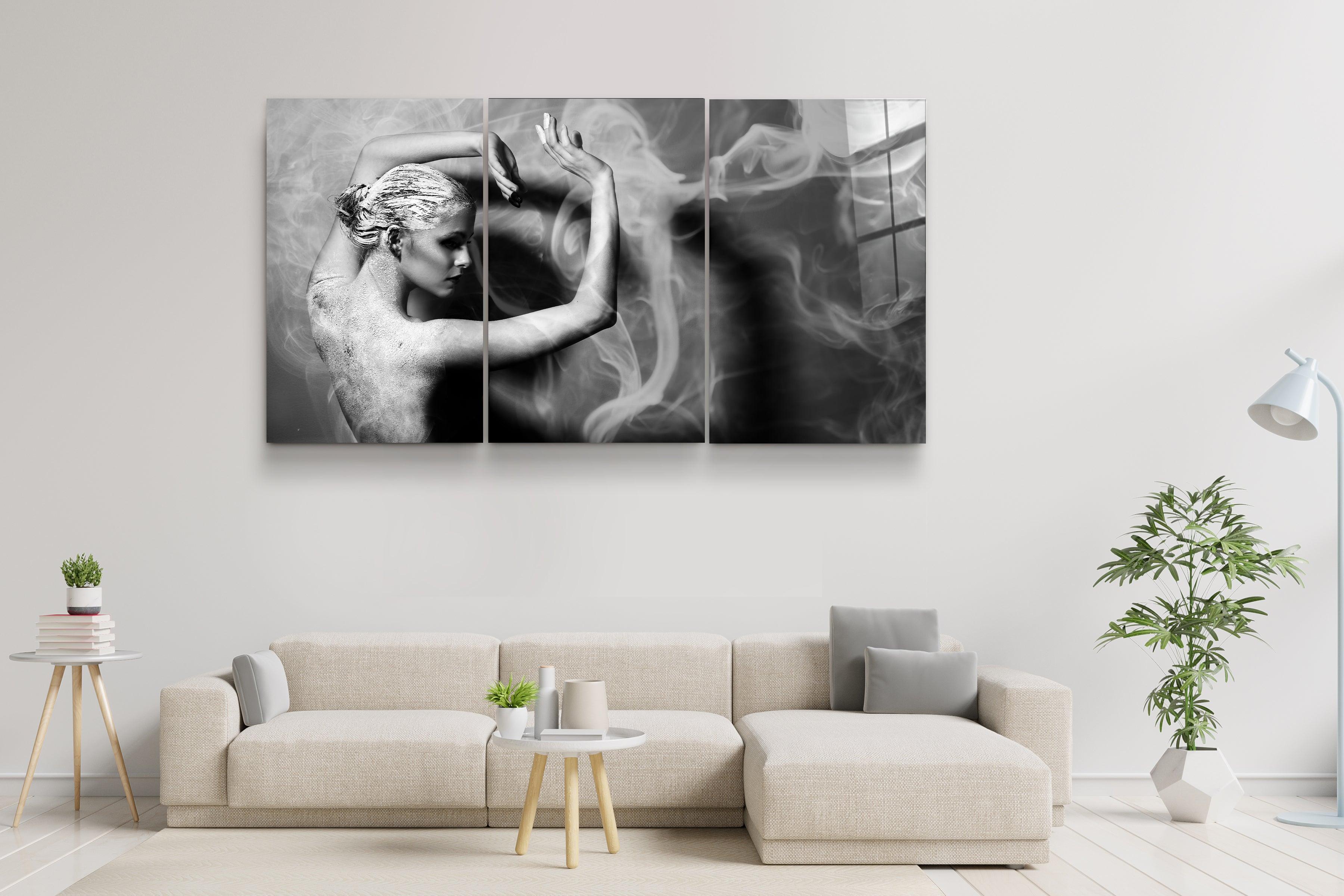 ・"Dancing with Smoke - Trio"・Glass Wall Art