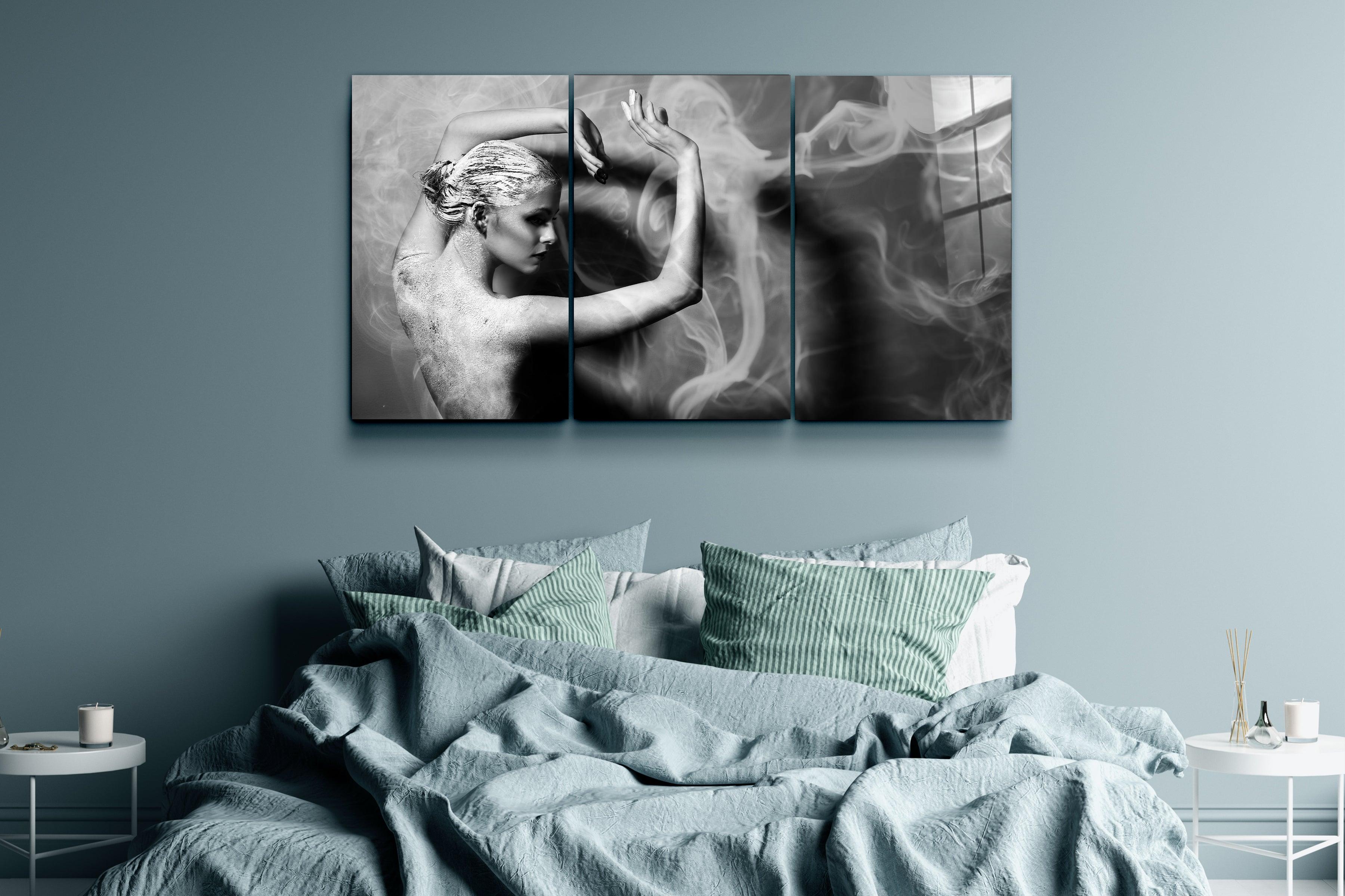 ・"Dancing with Smoke - Trio"・Glass Wall Art