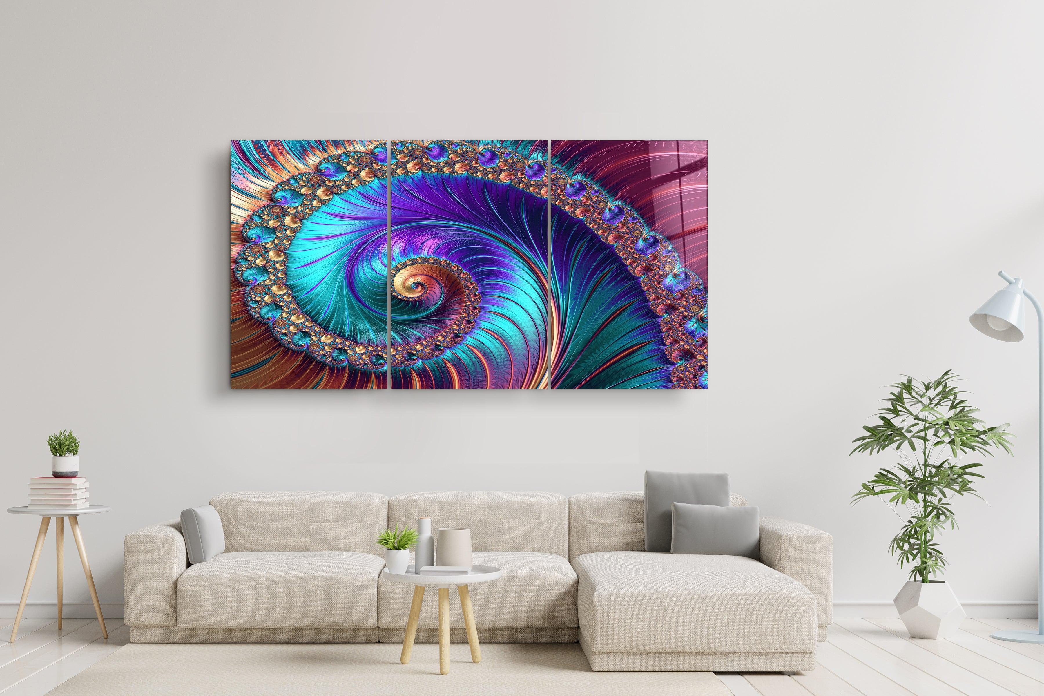 ・"Blue Swirl - Trio"・Glass Wall Art