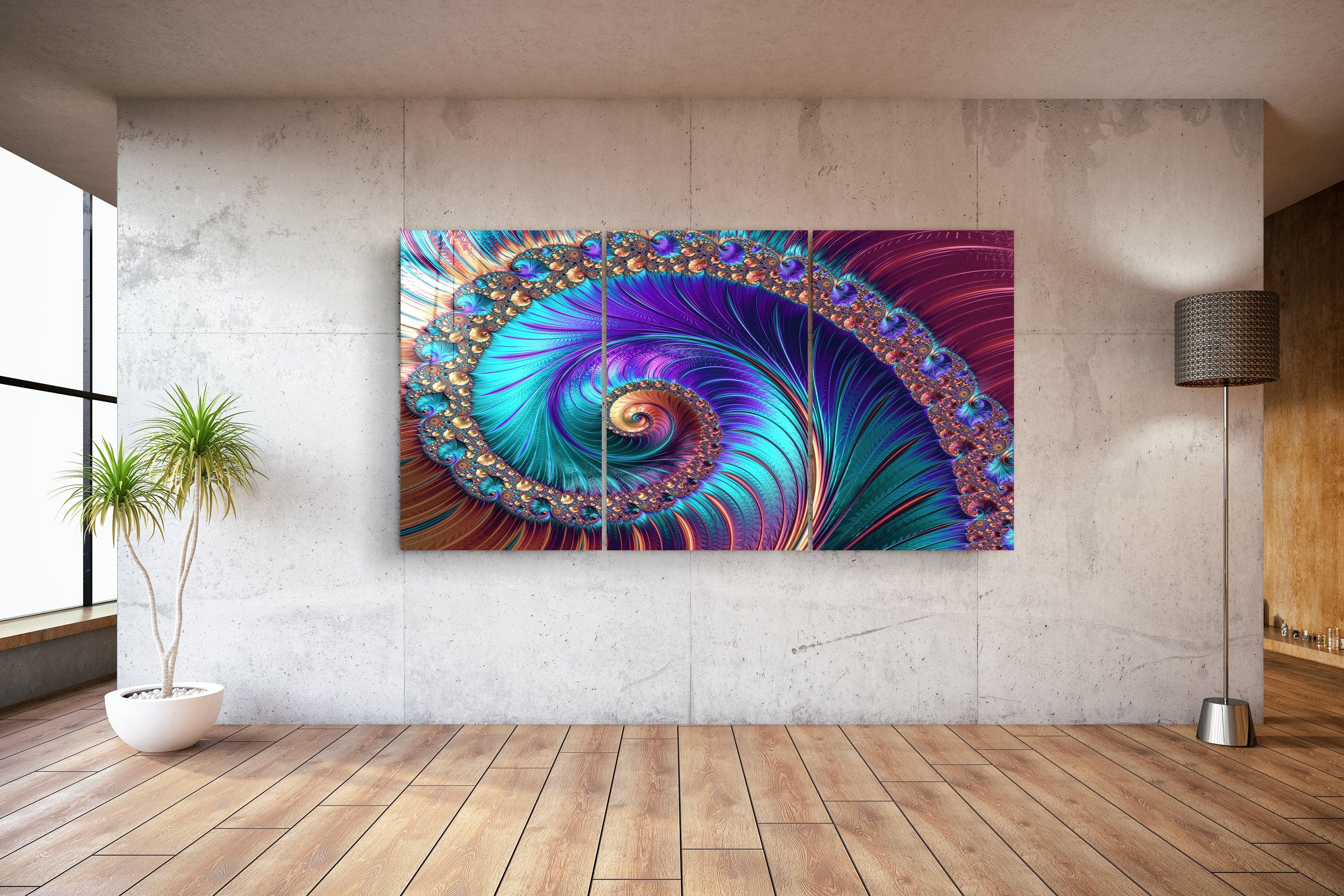 ・"Blue Swirl - Trio"・Glass Wall Art