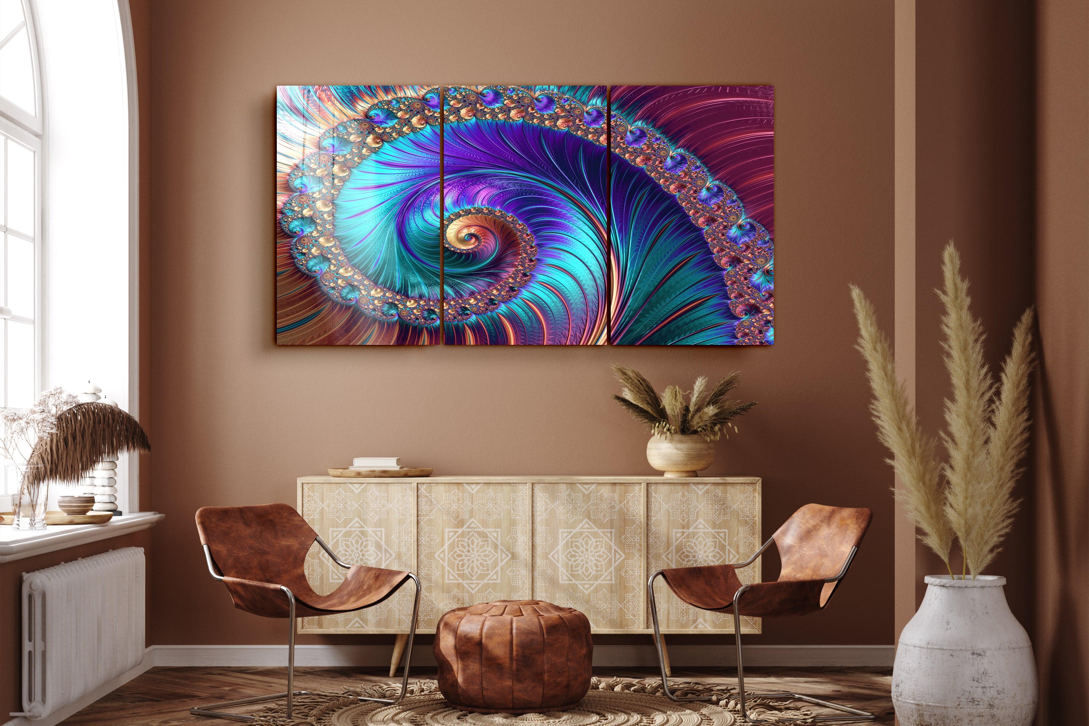 ・"Blue Swirl - Trio"・Glass Wall Art
