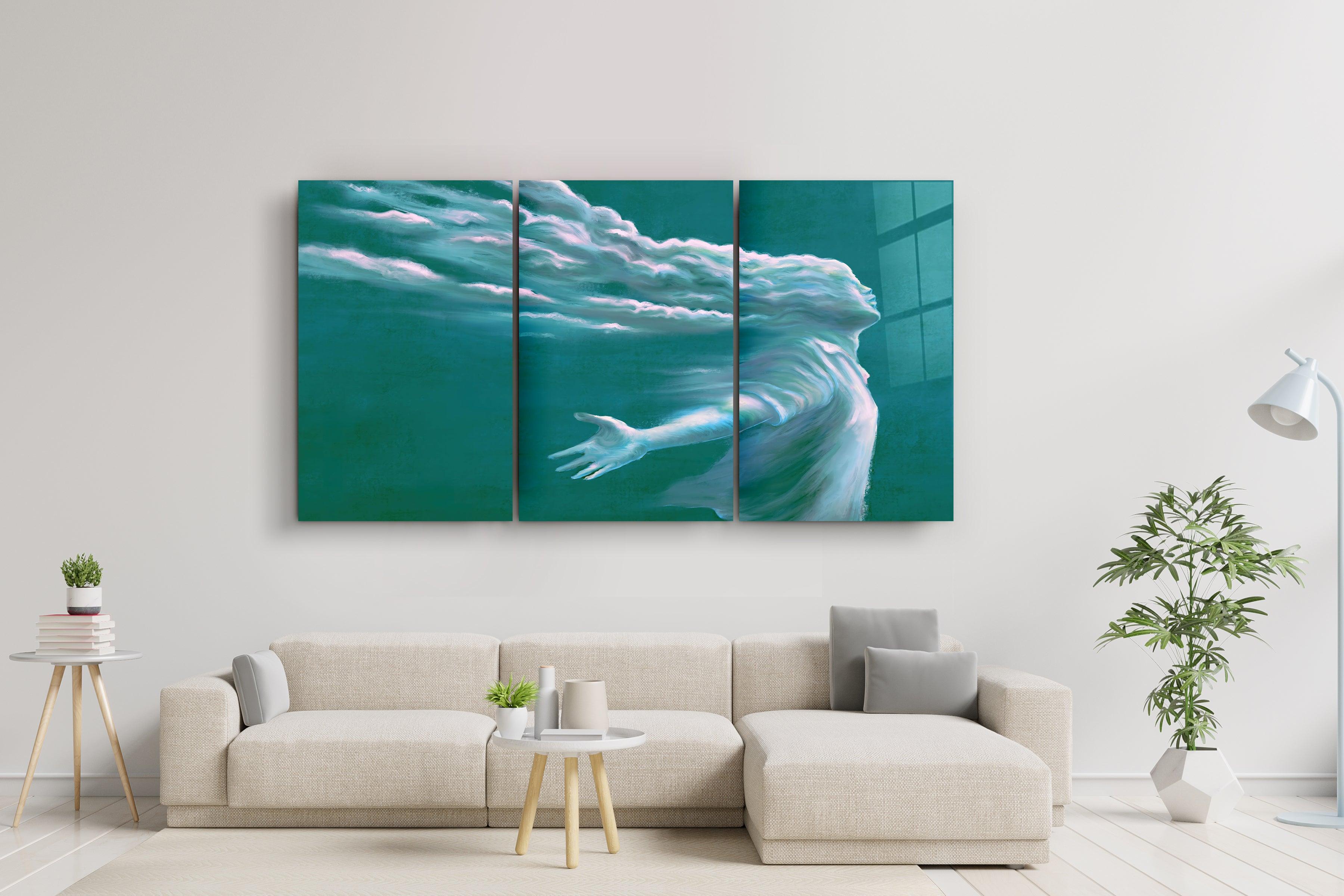 ・"Spirit Of Green - Trio"・Glass Wall Art