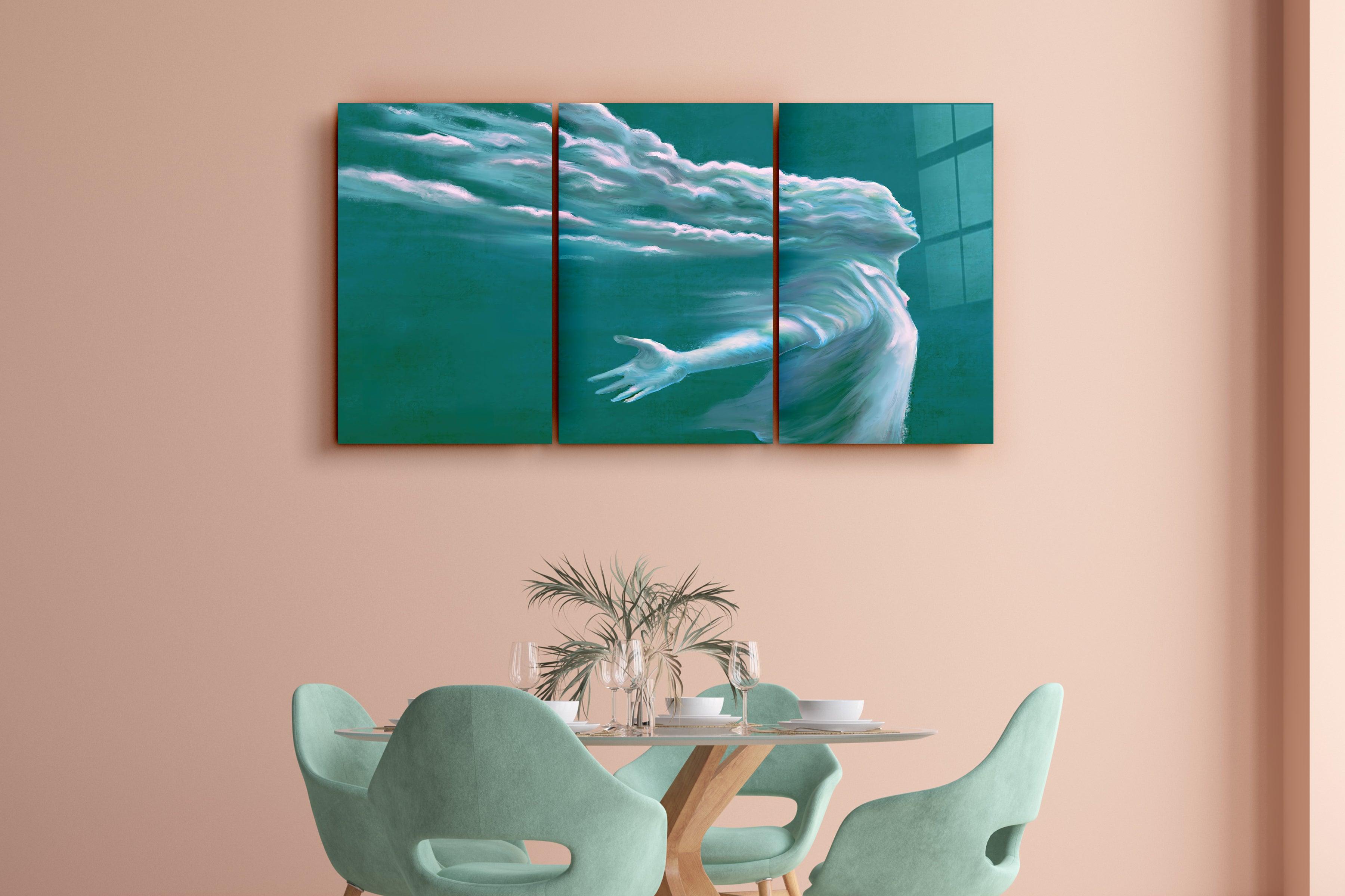 ・"Spirit Of Green - Trio"・Glass Wall Art
