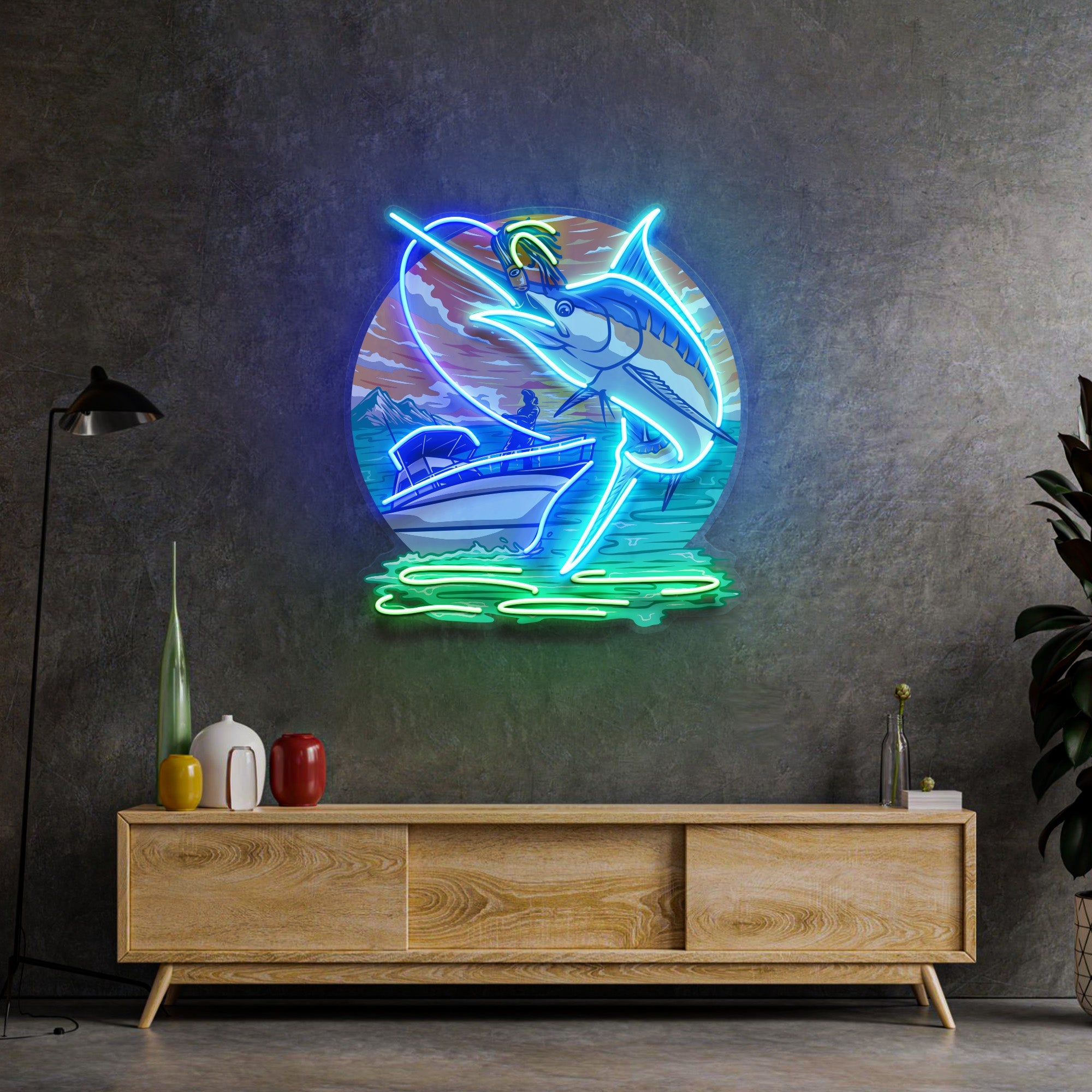 Marlin Sea Fishing LED Neon Sign Light Pop Art