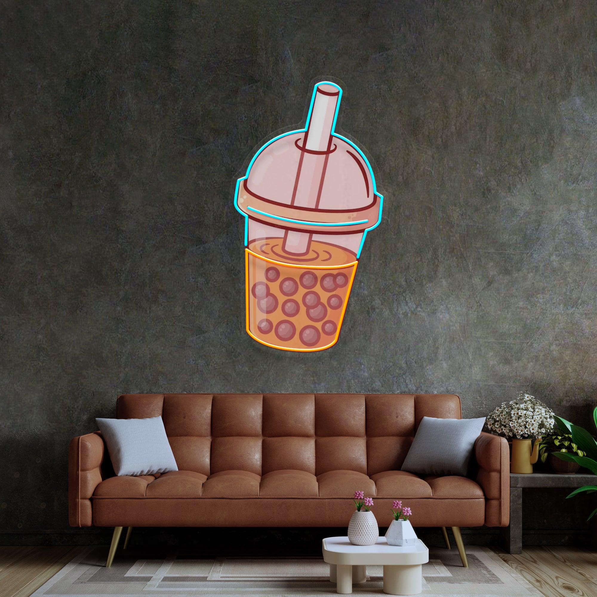 Orange Milktea Neon Acrylic Artwork