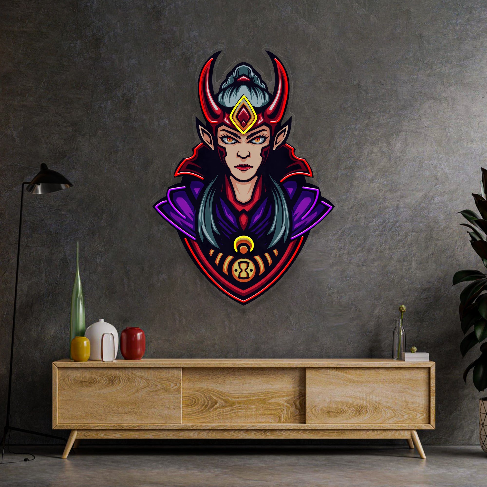 Red Horned Lady Assassins LED Neon Sign Light Pop Art