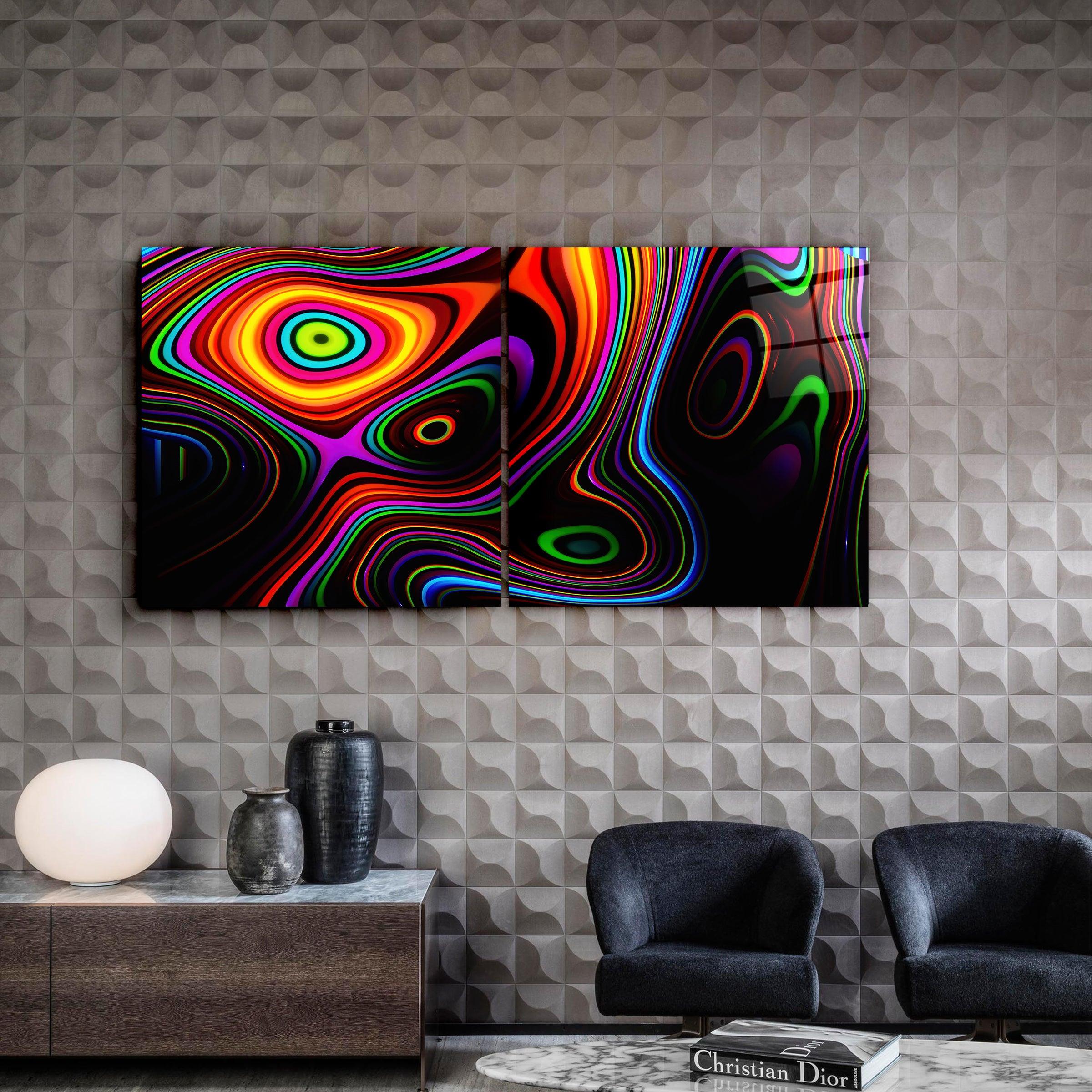 ・"Twisted Rainbow - Duo"・Glass Wall Art