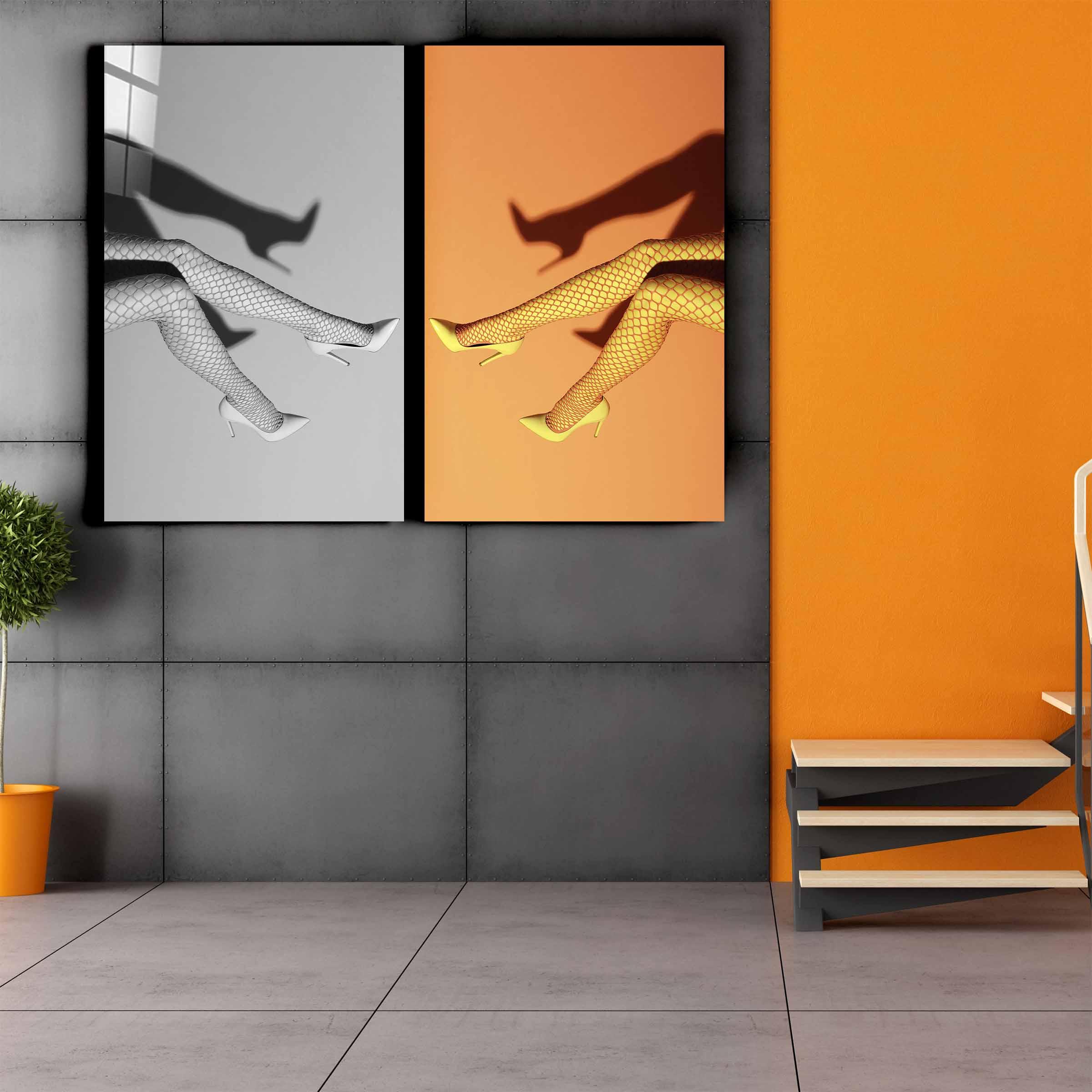 ・"Retro Socks - Duo Set"・Designer's Collection Glass Wall Art