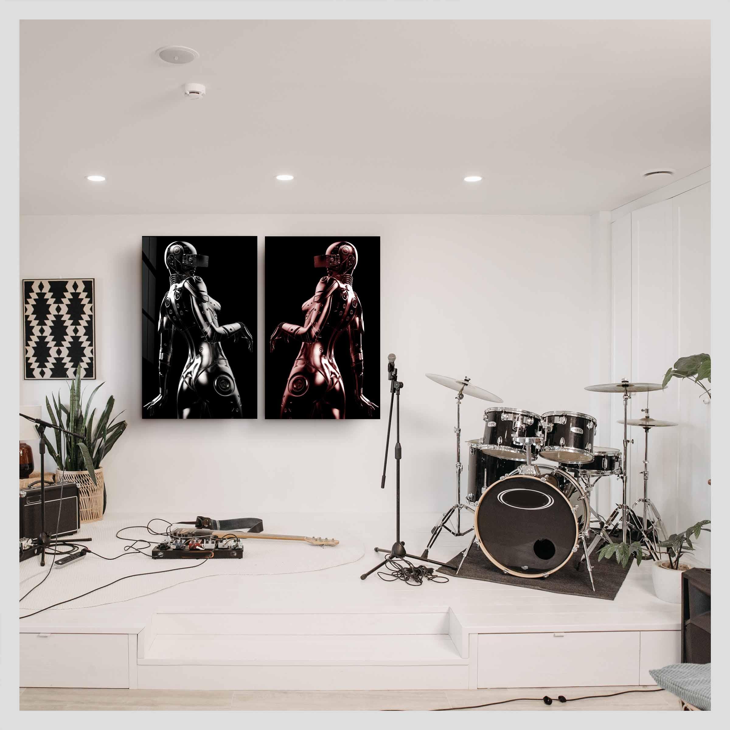 ・"RoboGirls"・Designer's Collection Glass Wall Art - ArtDesigna Glass Printing Wall Art