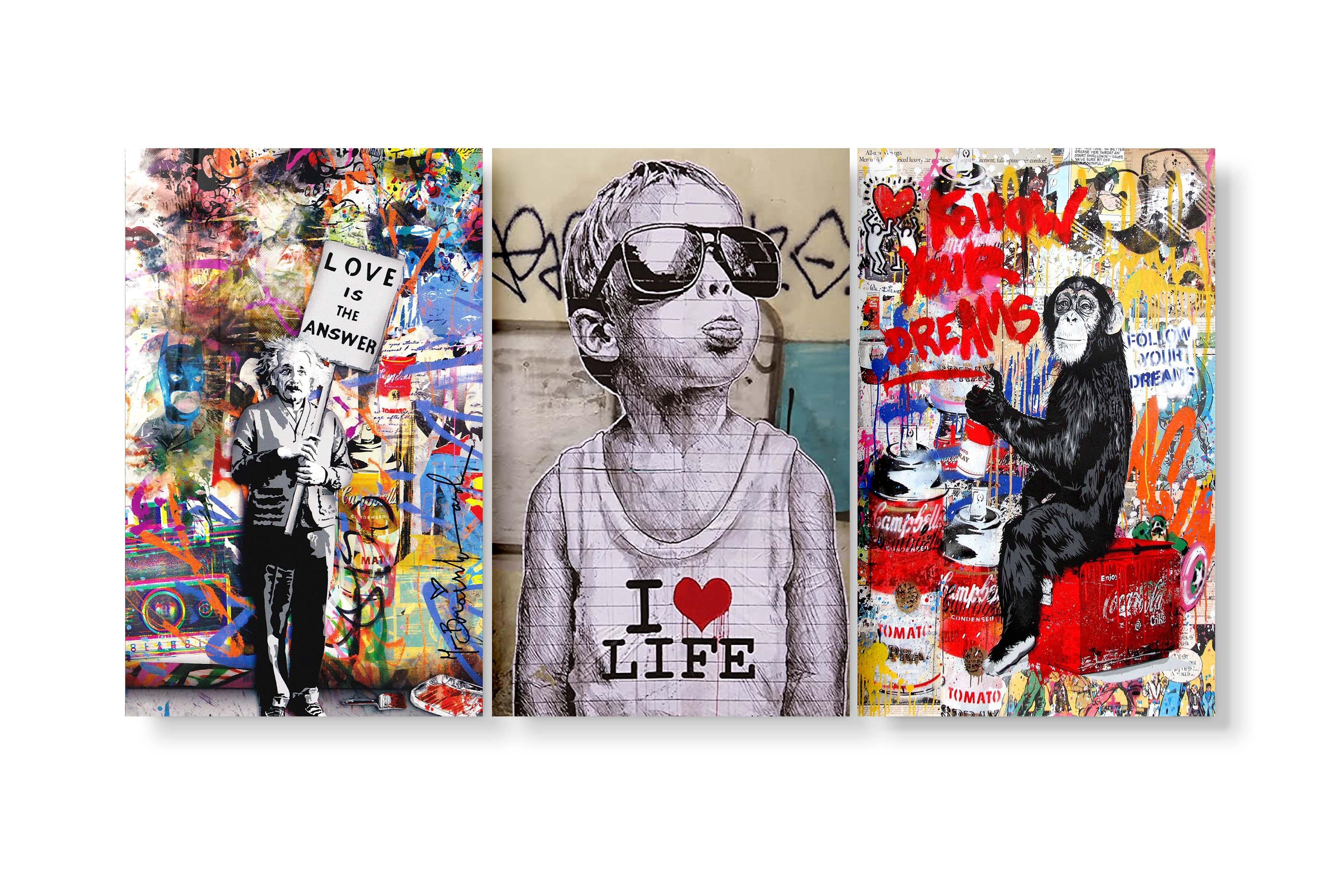 " BANKSY-Best Sellers - Trio"・Glass Wall Art