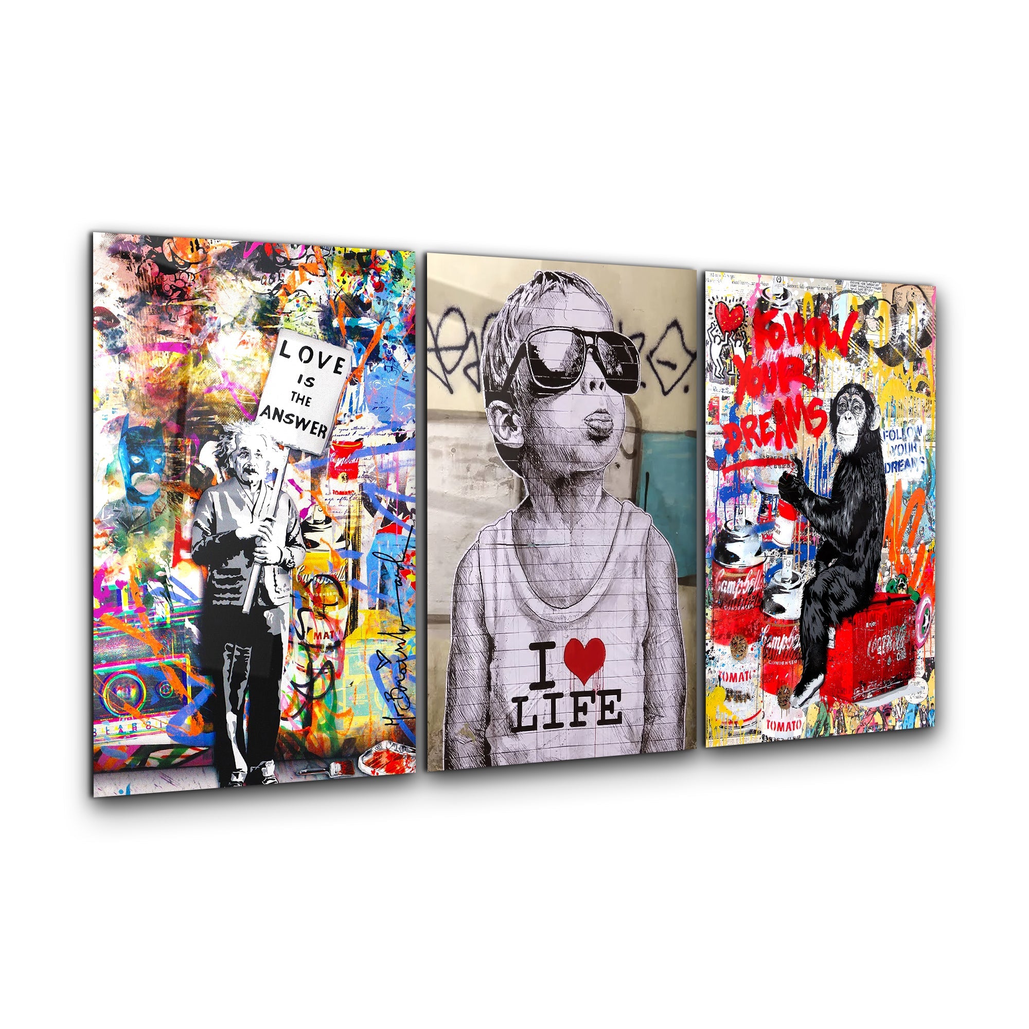 " BANKSY-Best Sellers - Trio"・Glass Wall Art