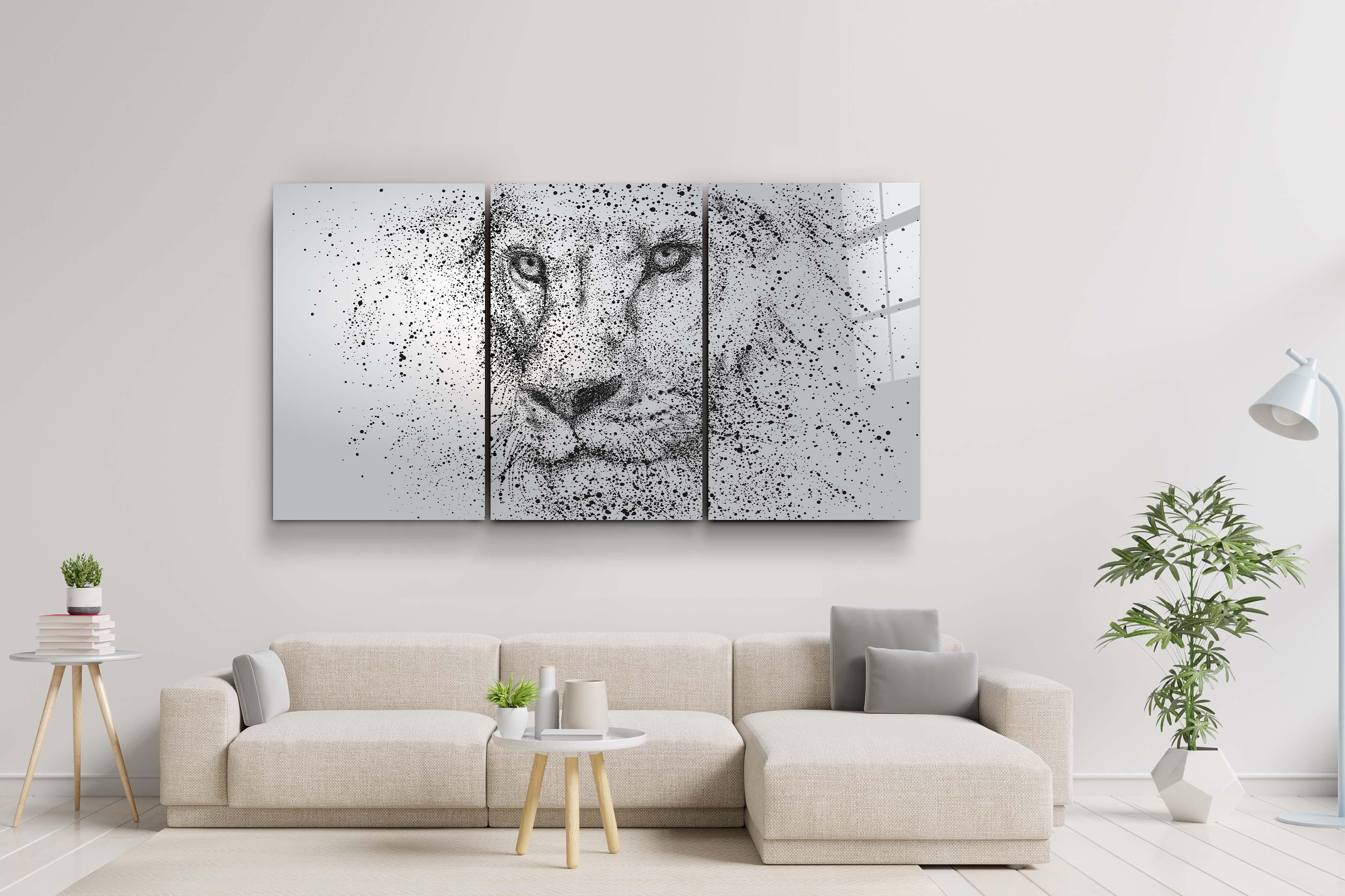 ・"Lion Drops - Trio"・Glass Wall Art