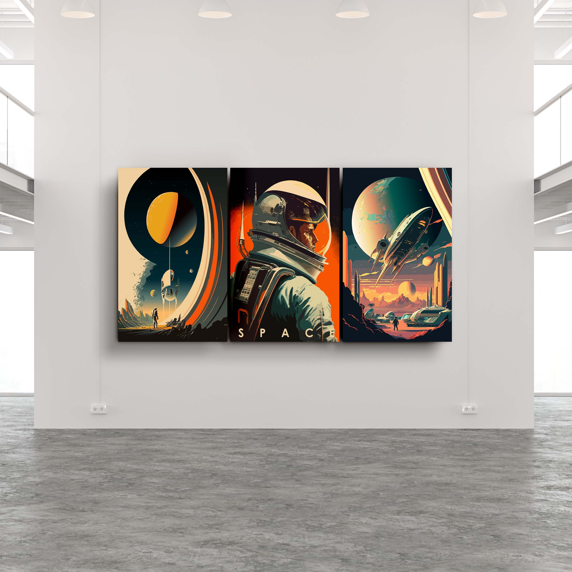 ・" A Day in Space - Trio"・Glass Wall Art