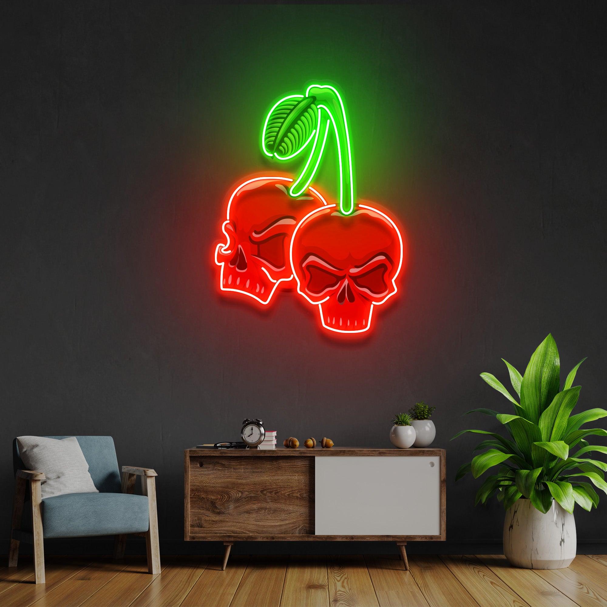 Skull Cherry Led Neon Acrylic Artwork