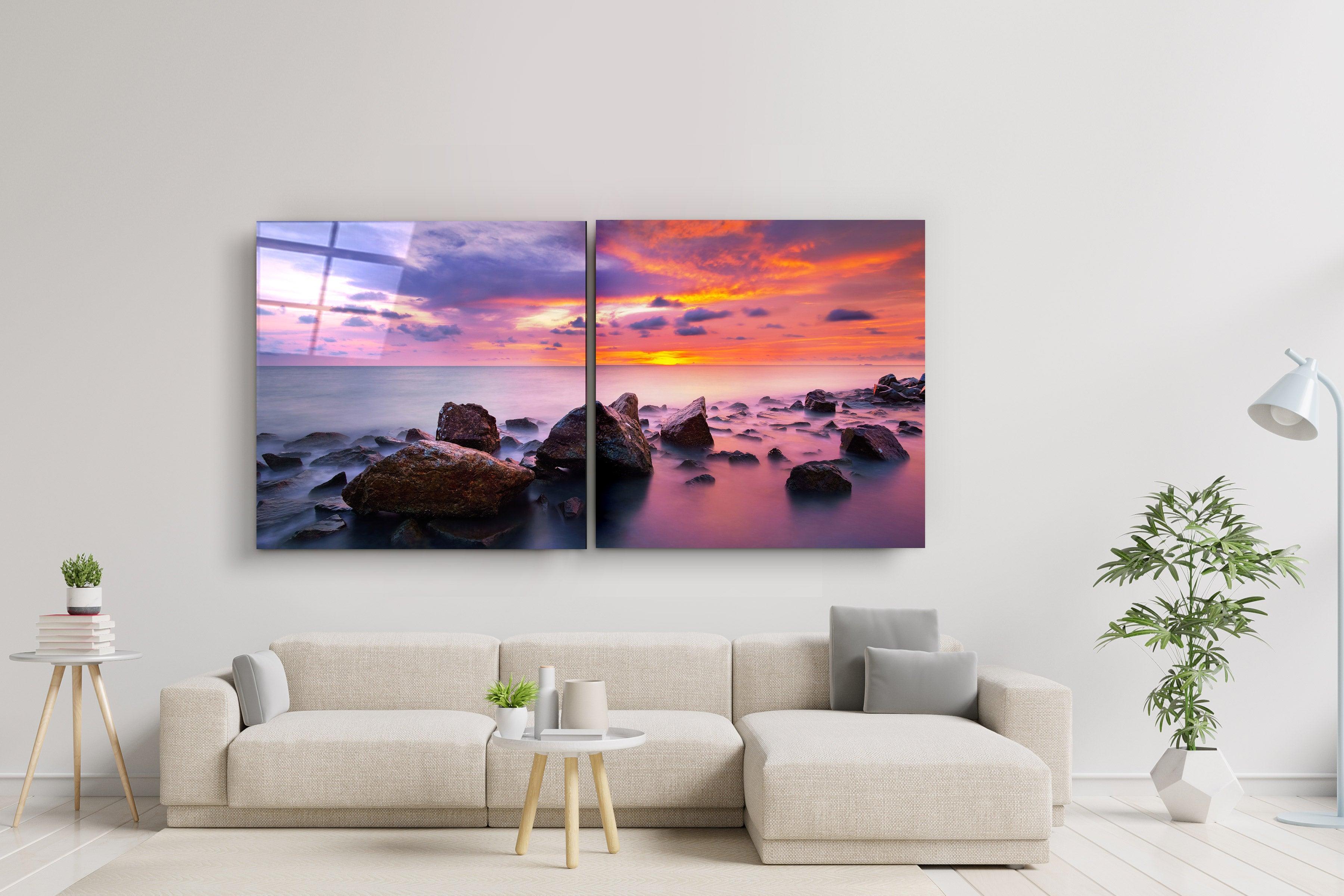 ・"Stones - Duo"・Glass Wall Art