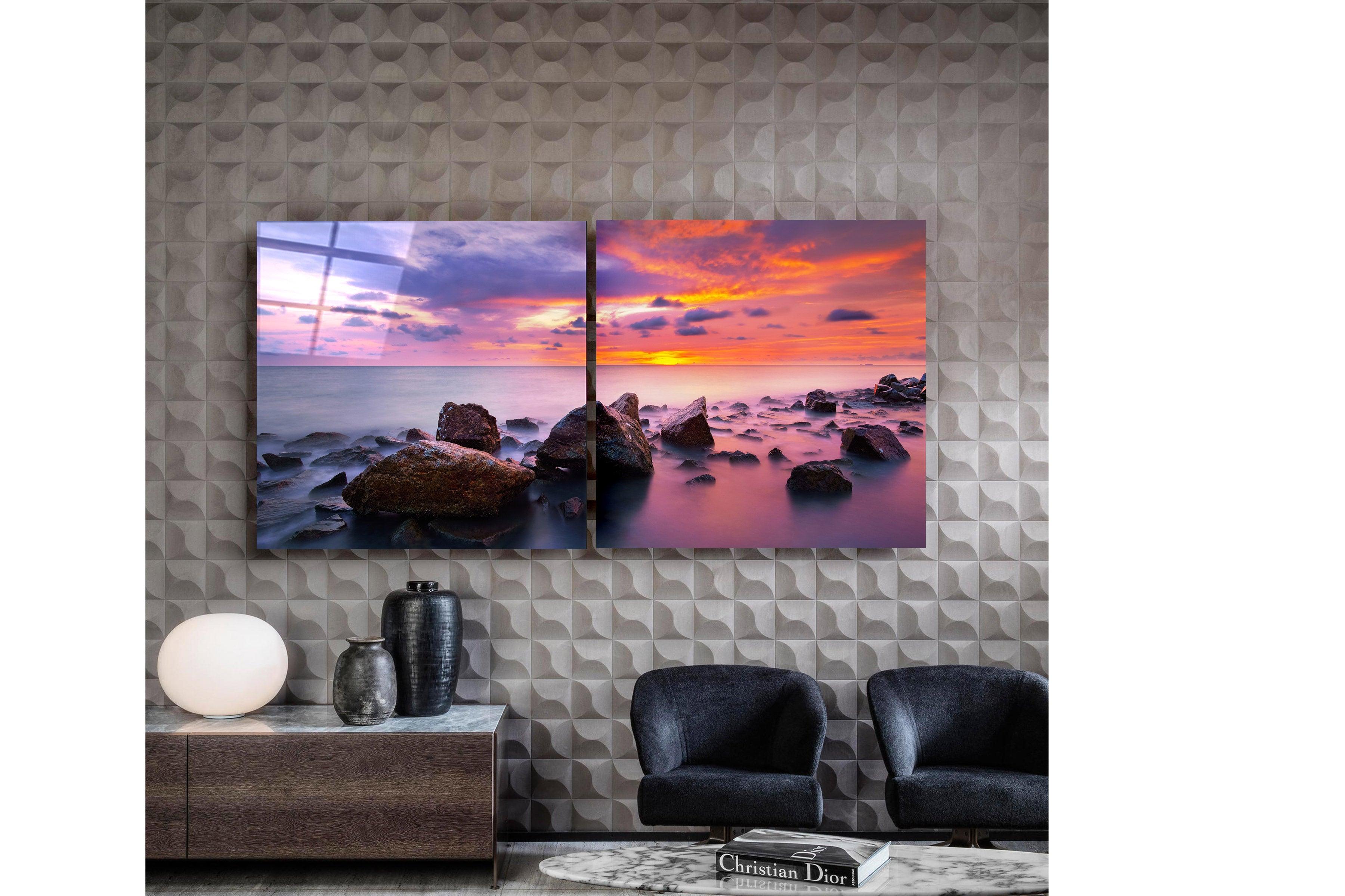 ・"Stones - Duo"・Glass Wall Art