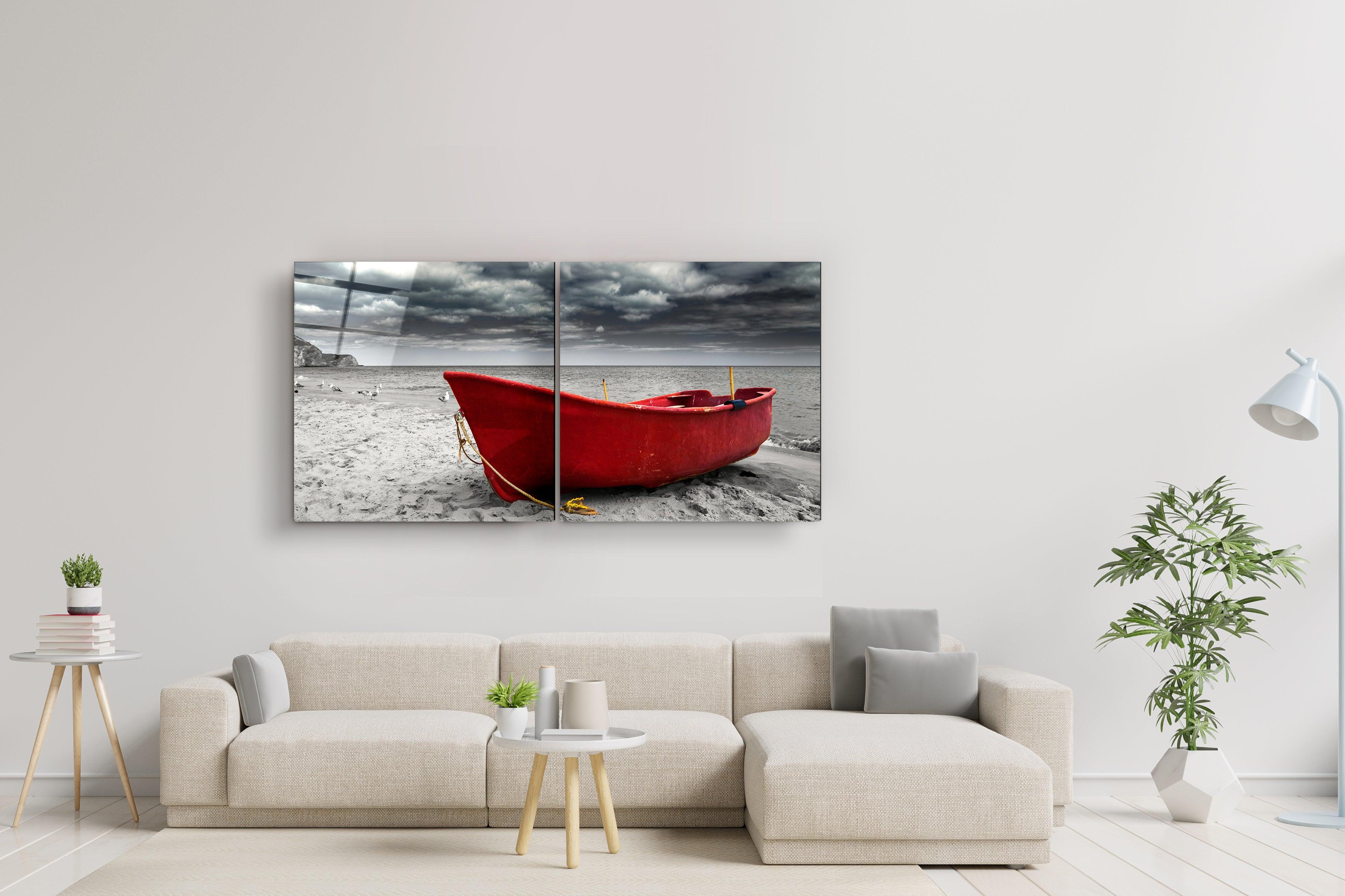 ・"Red Boat - Duo"・Glass Wall Art