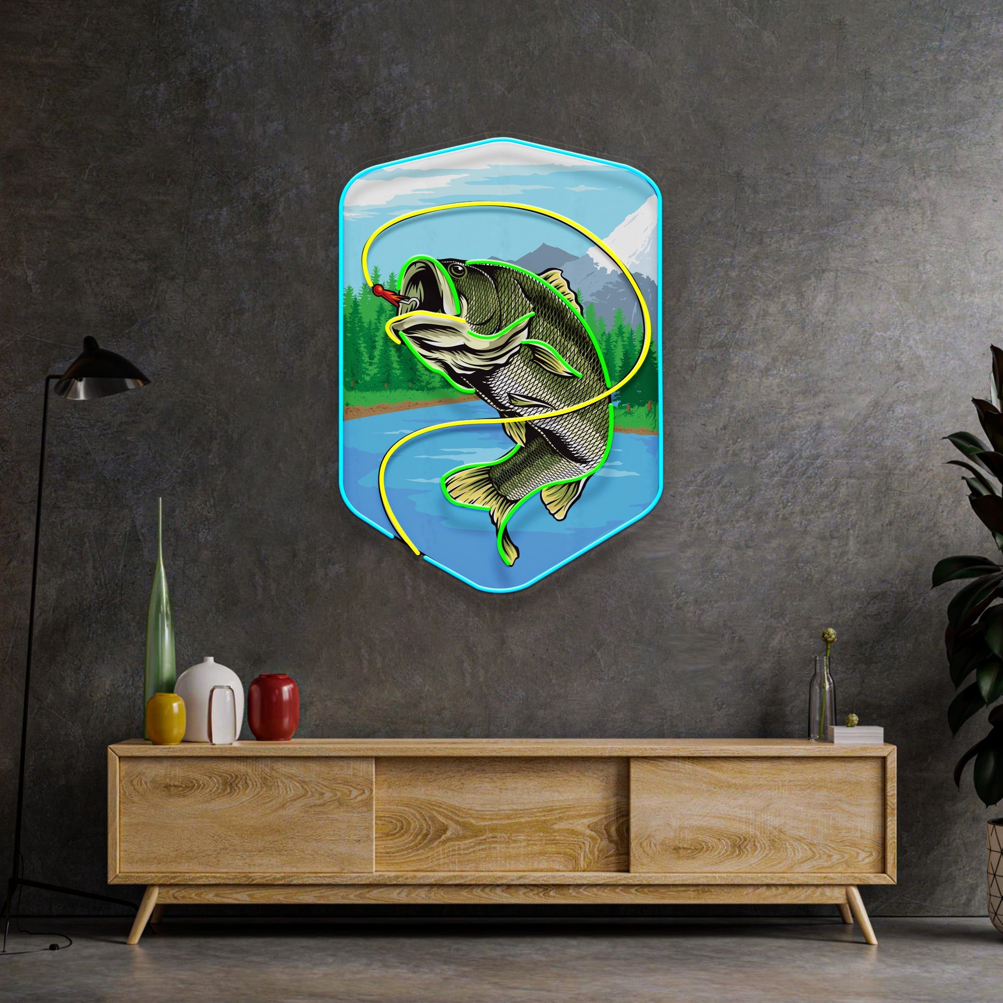 Water Flows with Fish LED Neon Sign Light Pop Art