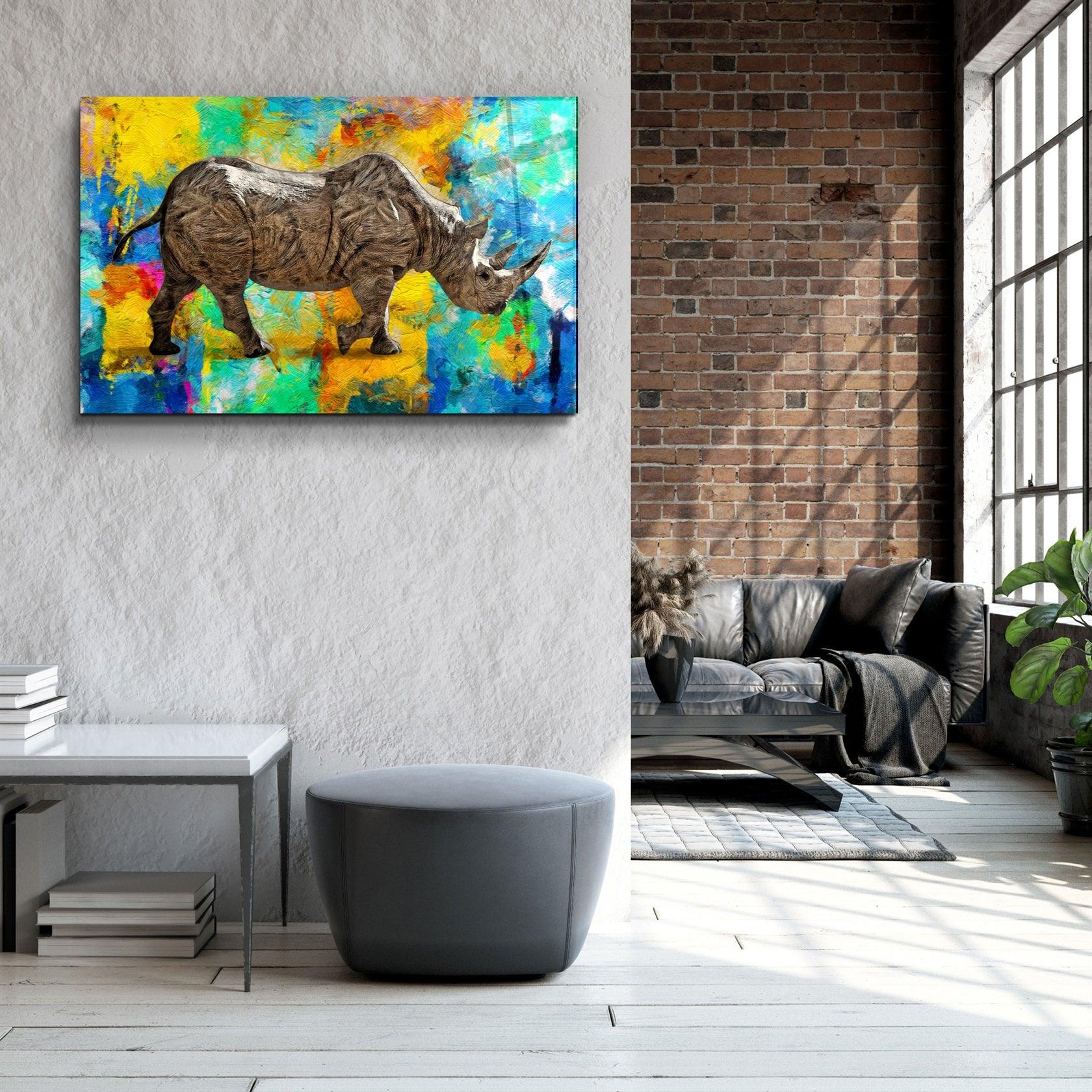 ・"Abstract Rhino V2"・Glass Wall Art