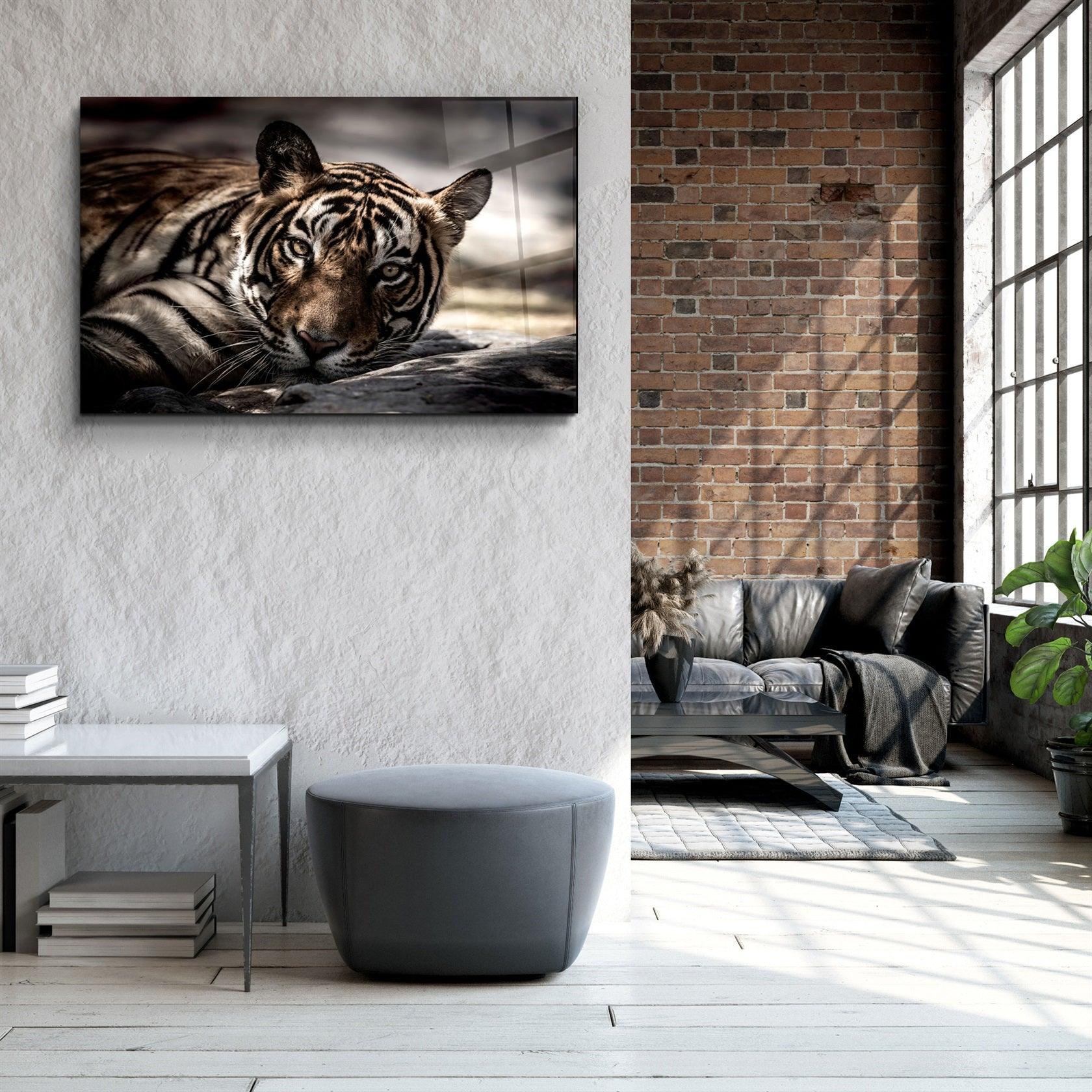 ・"Tired Tiger"・Glass Wall Art