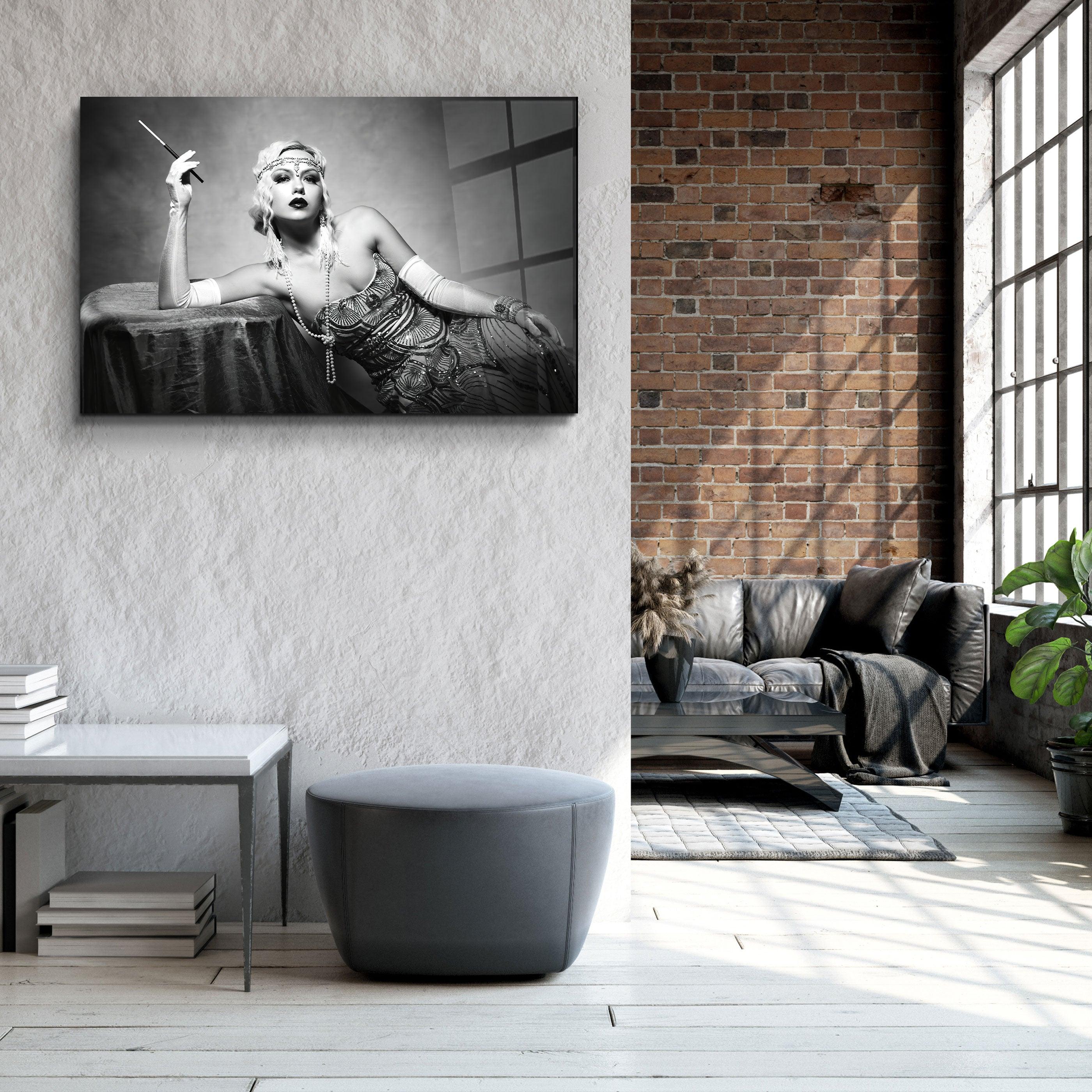 ・"The Woman In Black And White"・Glass Wall Art