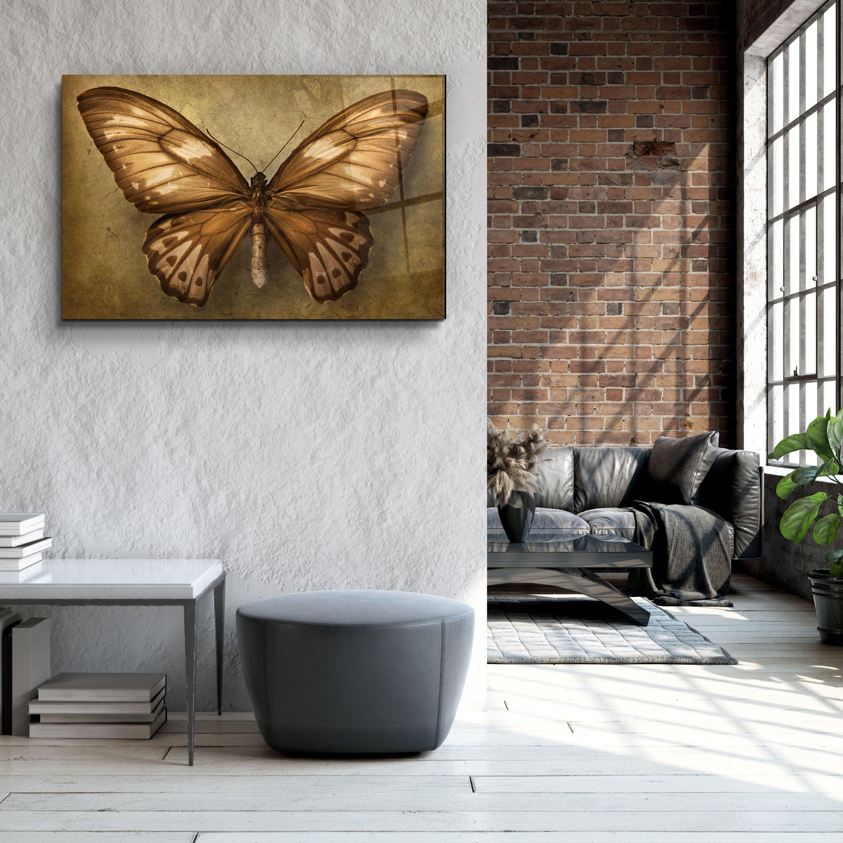 ・"Vintage Butterfly"・Glass Wall Art