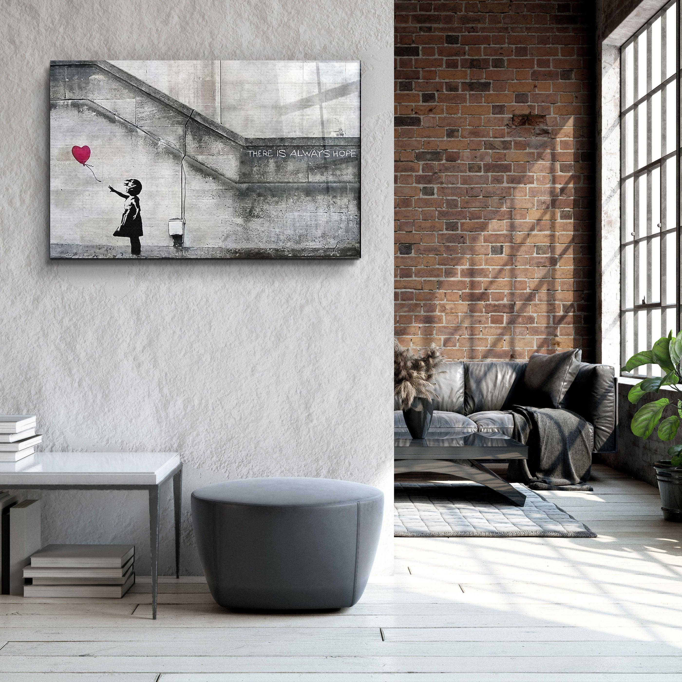 ・"Banksy - Hope - Girl with a Baloon"・Glass Wall Art