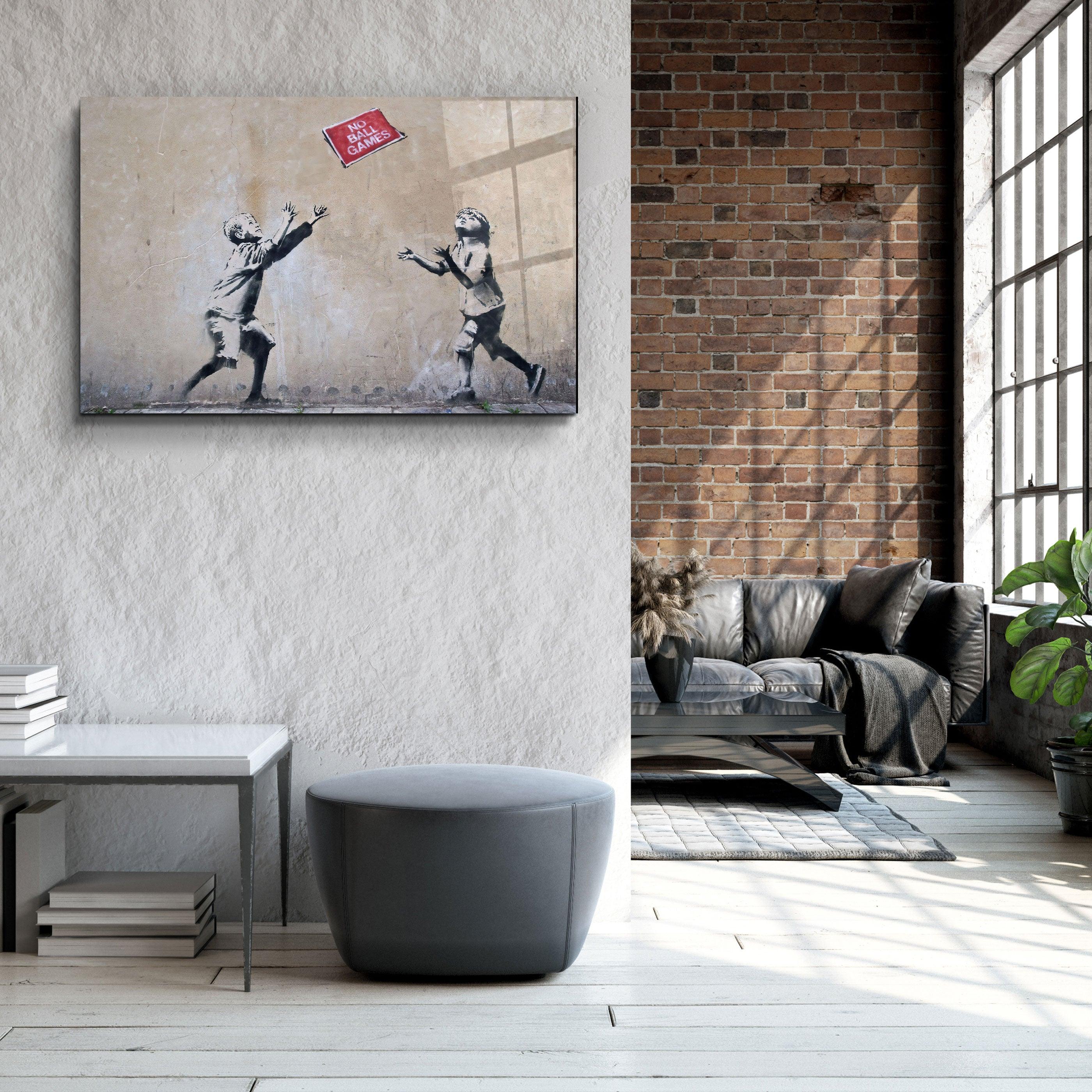"Banksy - No Ball Games"・Glass Wall Art