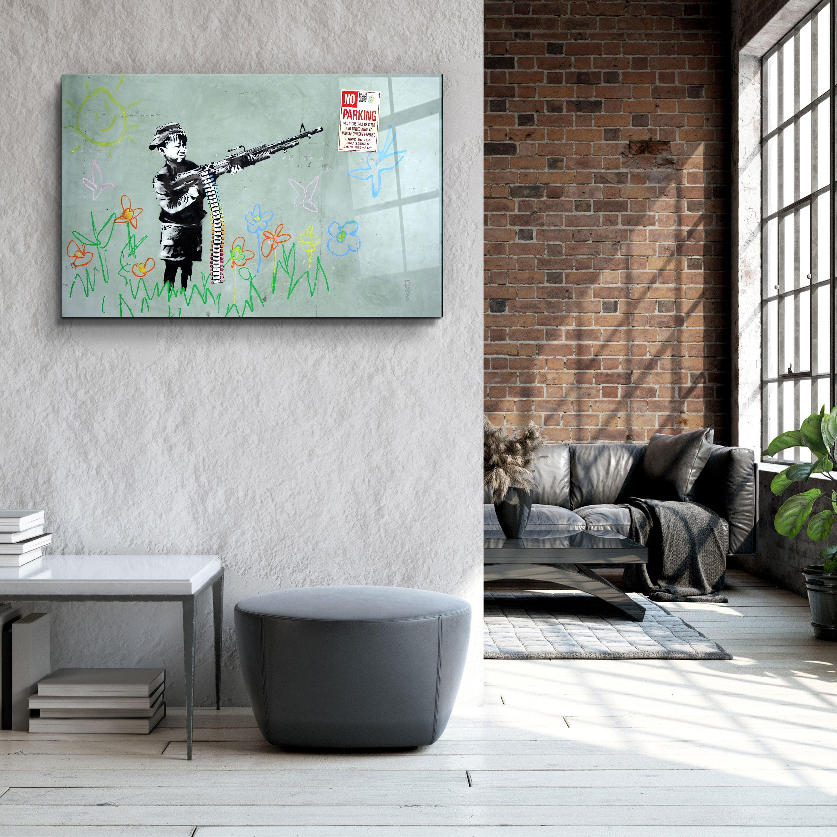 "Banksy - No Parking"・Glass Wall Art