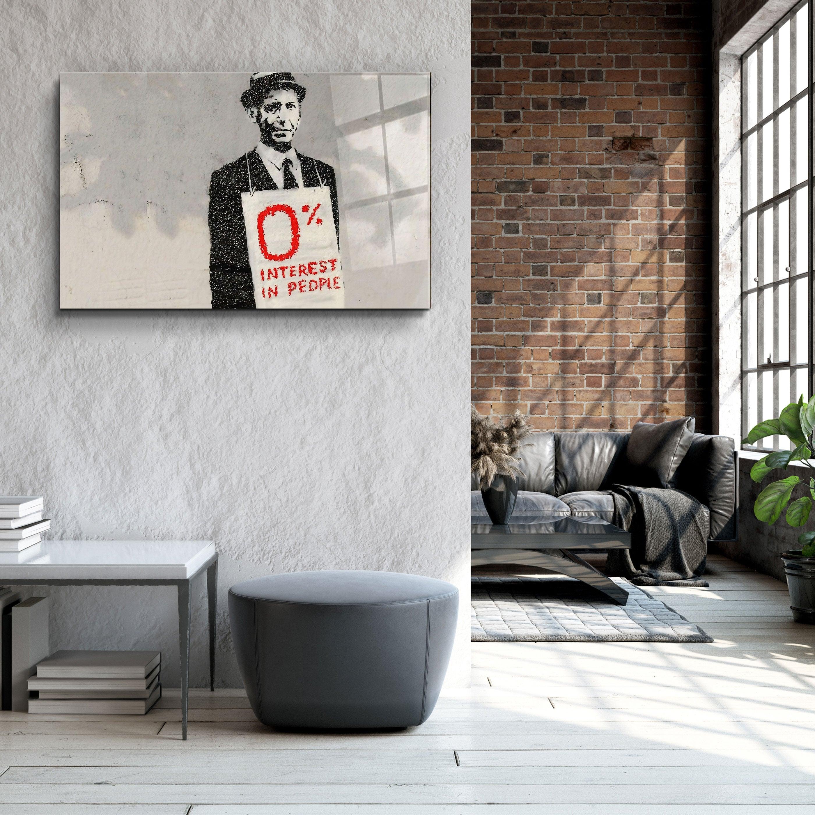 "Banksy - Zero Percent Interest"・Glass Wall Art