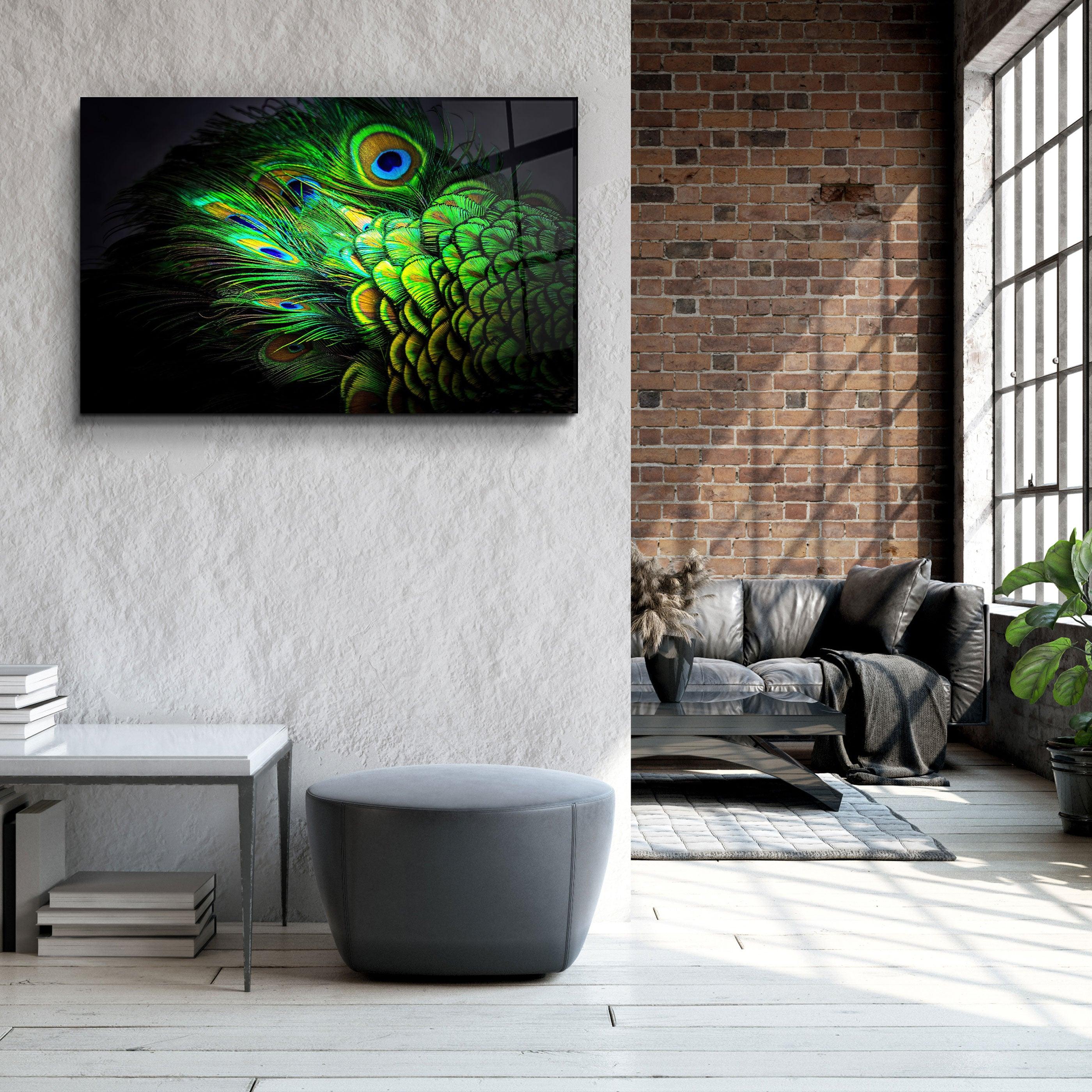 ・"Peacock Feather"・Glass Wall Art