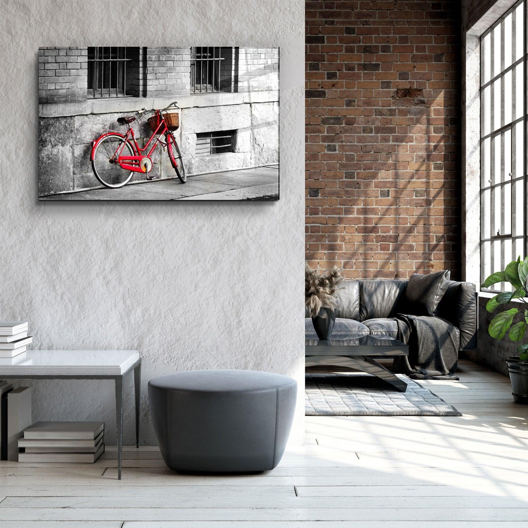 ・"Red Bicycle"・Glass Wall Art
