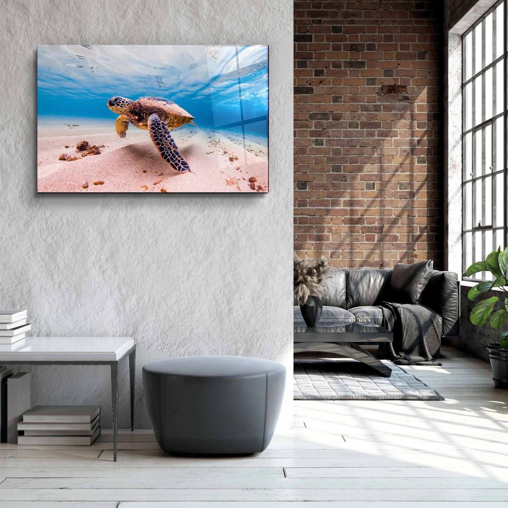 ・"Sea Turtle"・Glass Wall Art