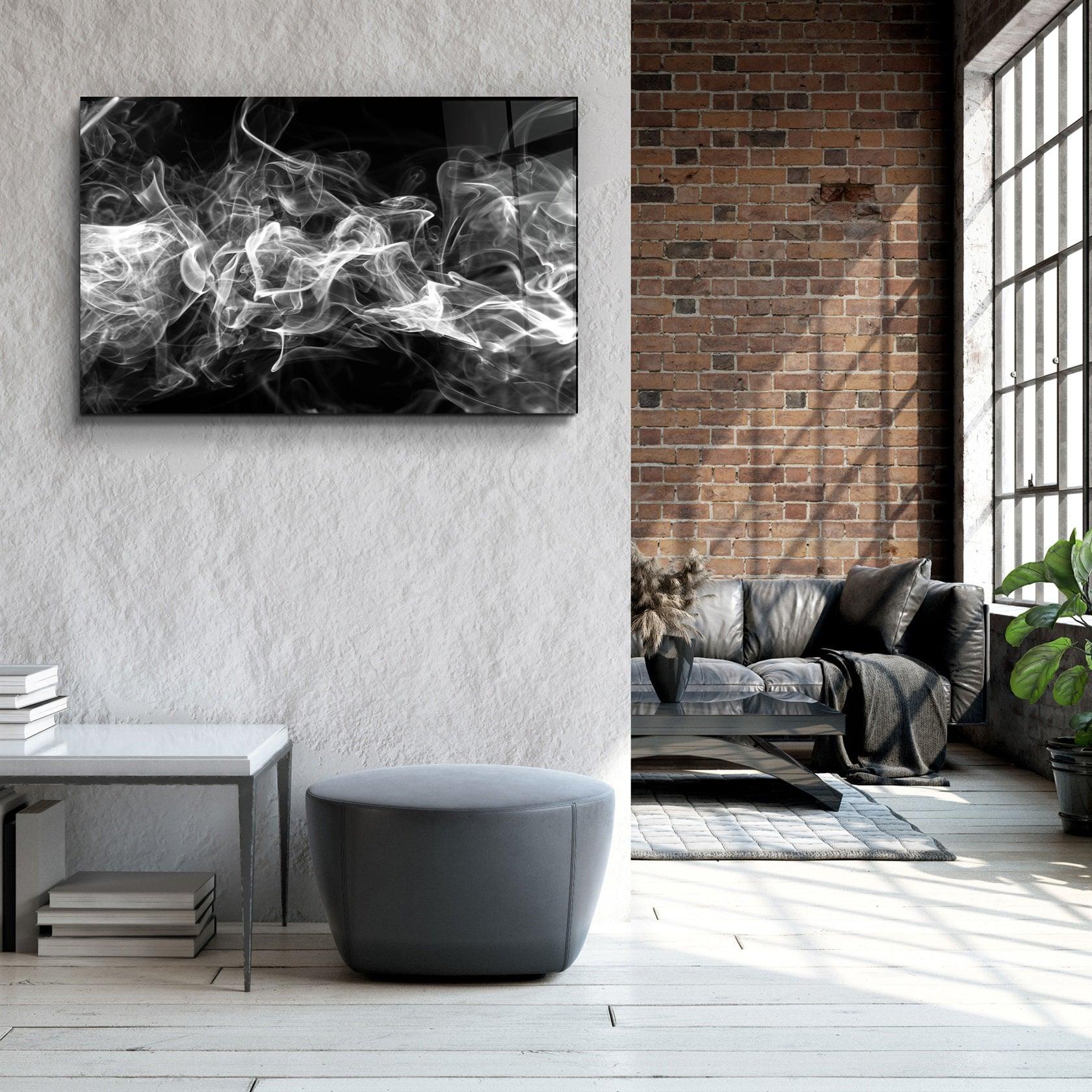 ・"White Smoke"・Glass Wall Art