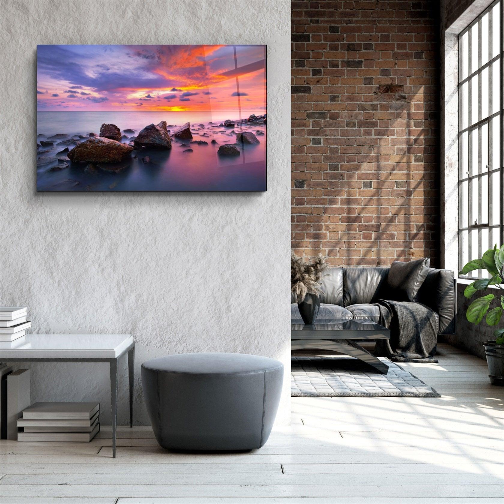・"Sunset at Sea"・Glass Wall Art