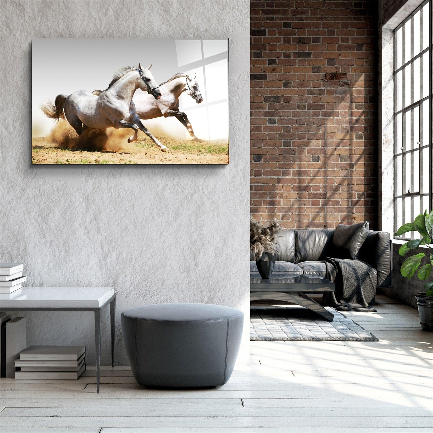 ・"Running Horses"・Glass Wall Art