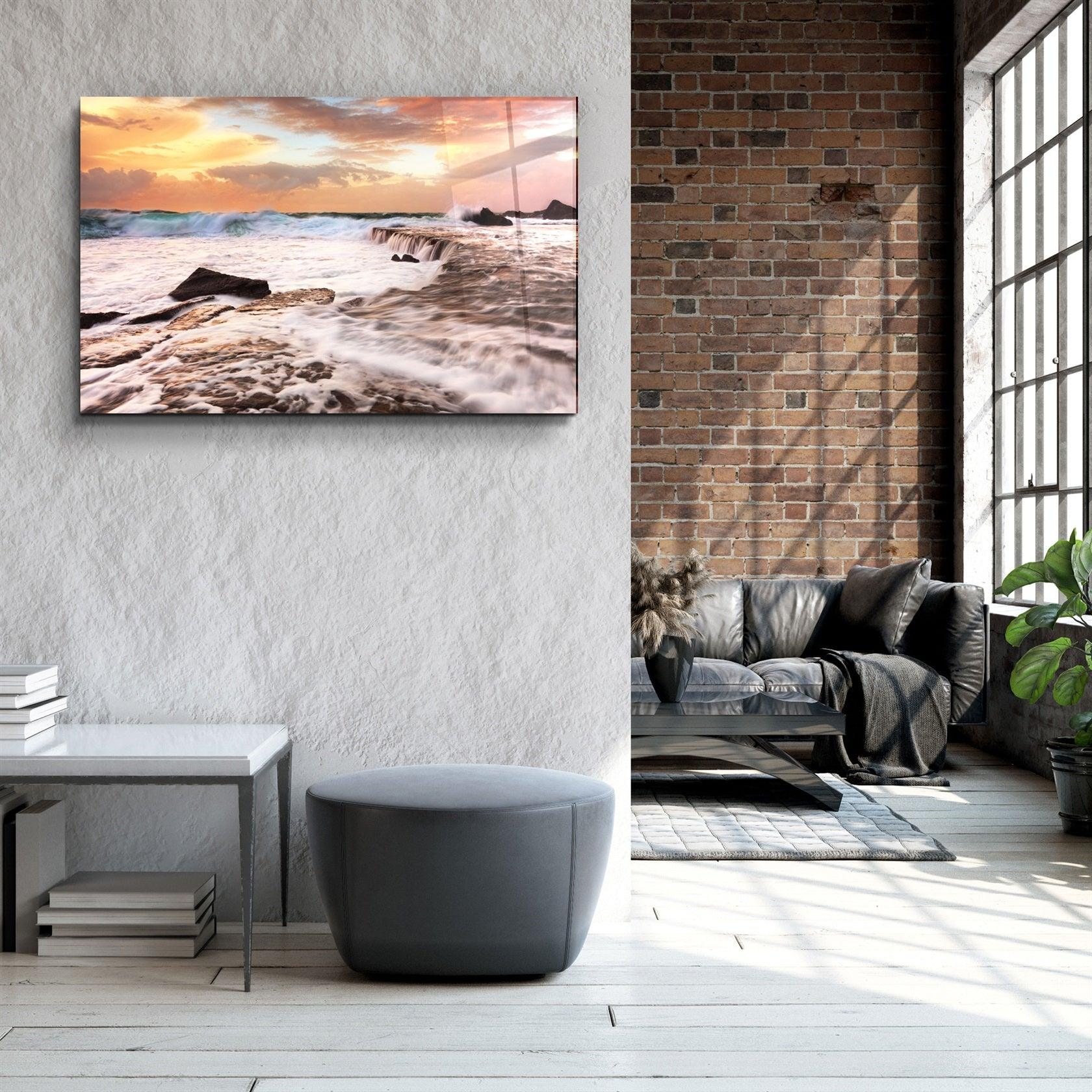 ・"Raging Waves"・Glass Wall Art