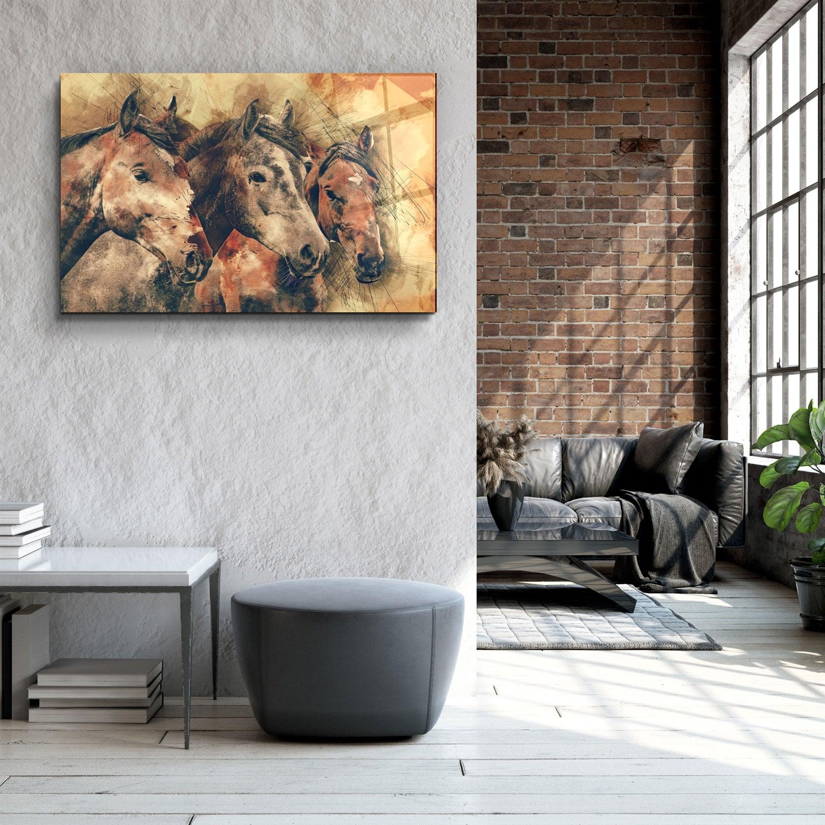 ・"Horses"・Glass Wall Art