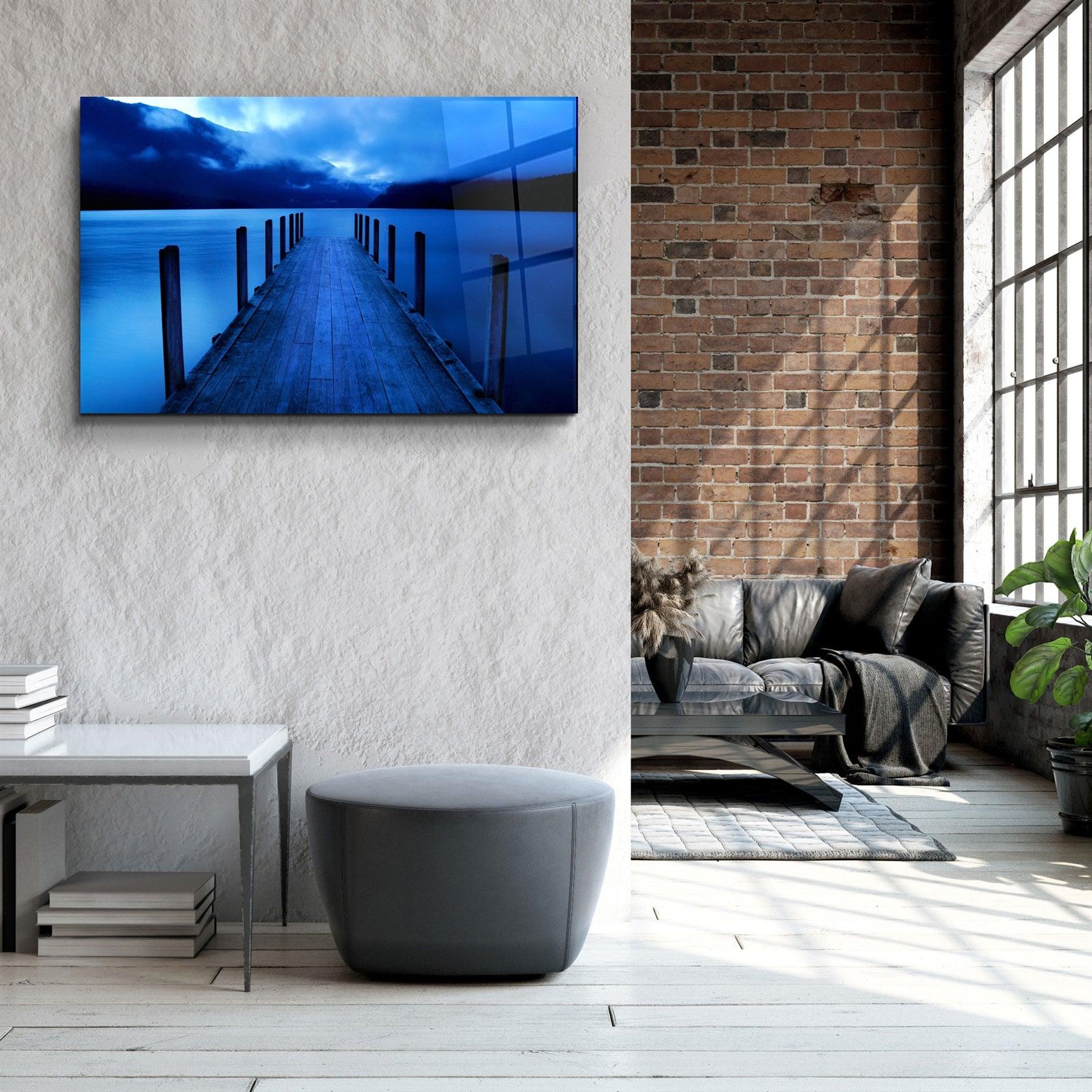 ・"Blue Dock"・Glass Wall Art