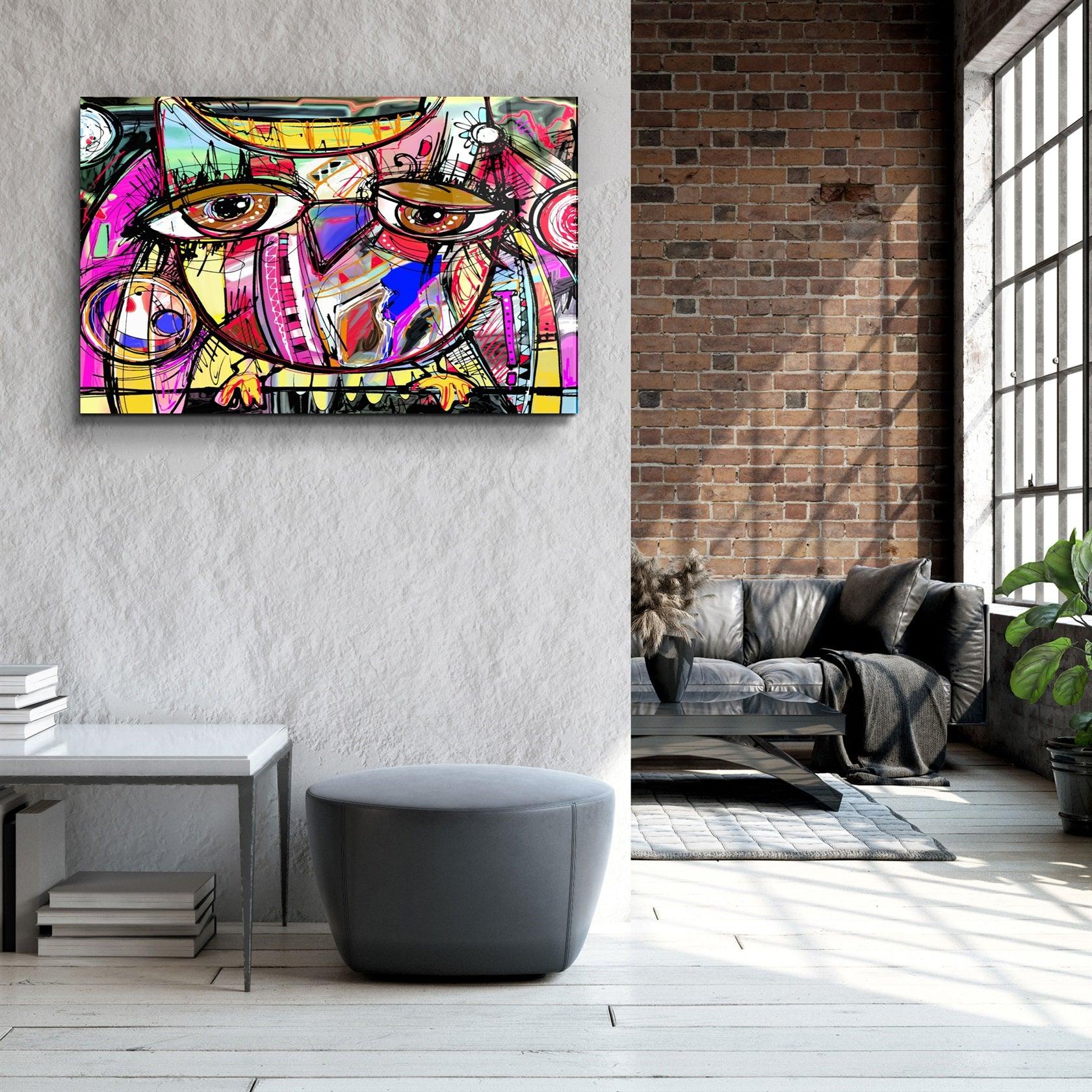・"Owl Abstract"・Glass Wall Art
