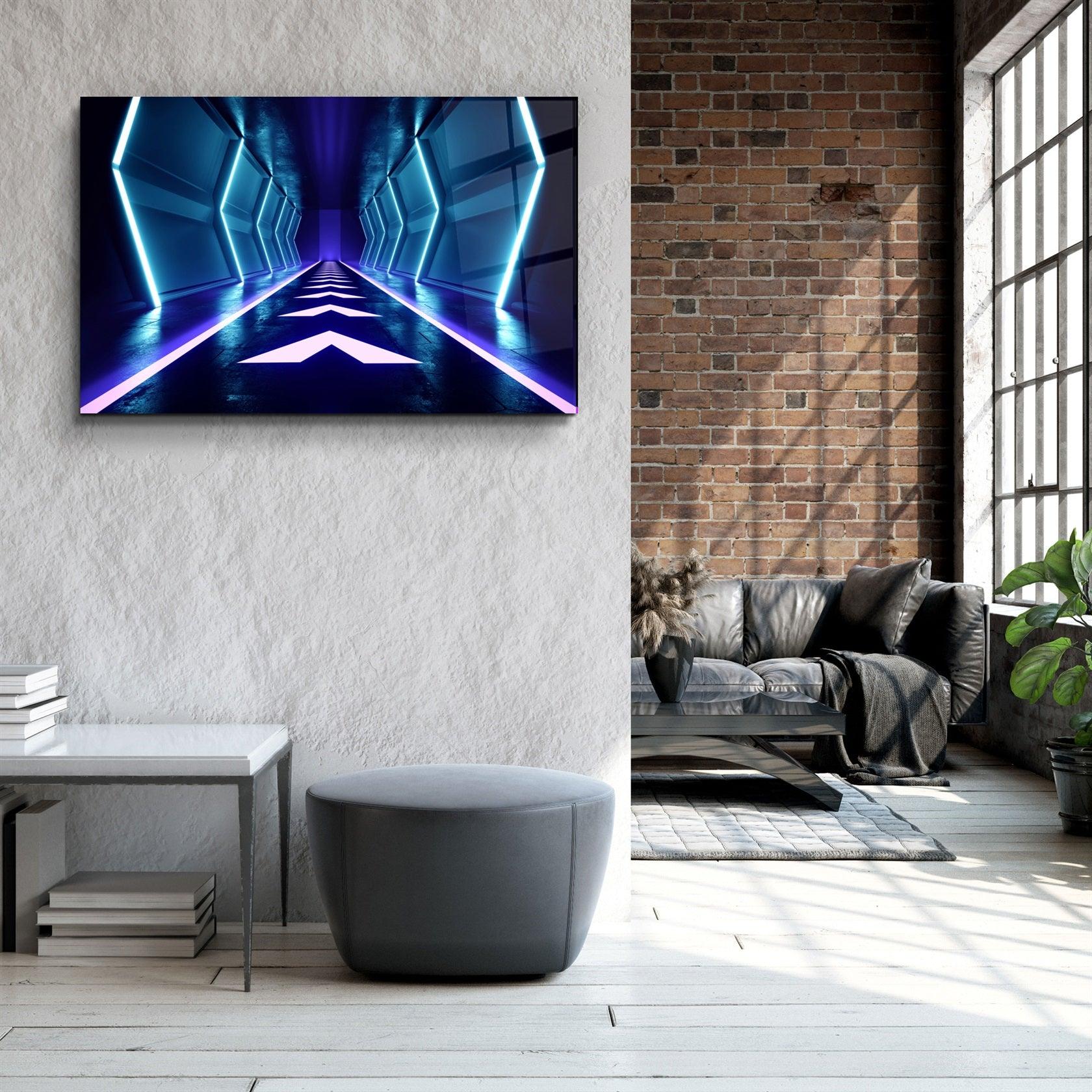・"Neon Spacecraft"・Glass Wall Art