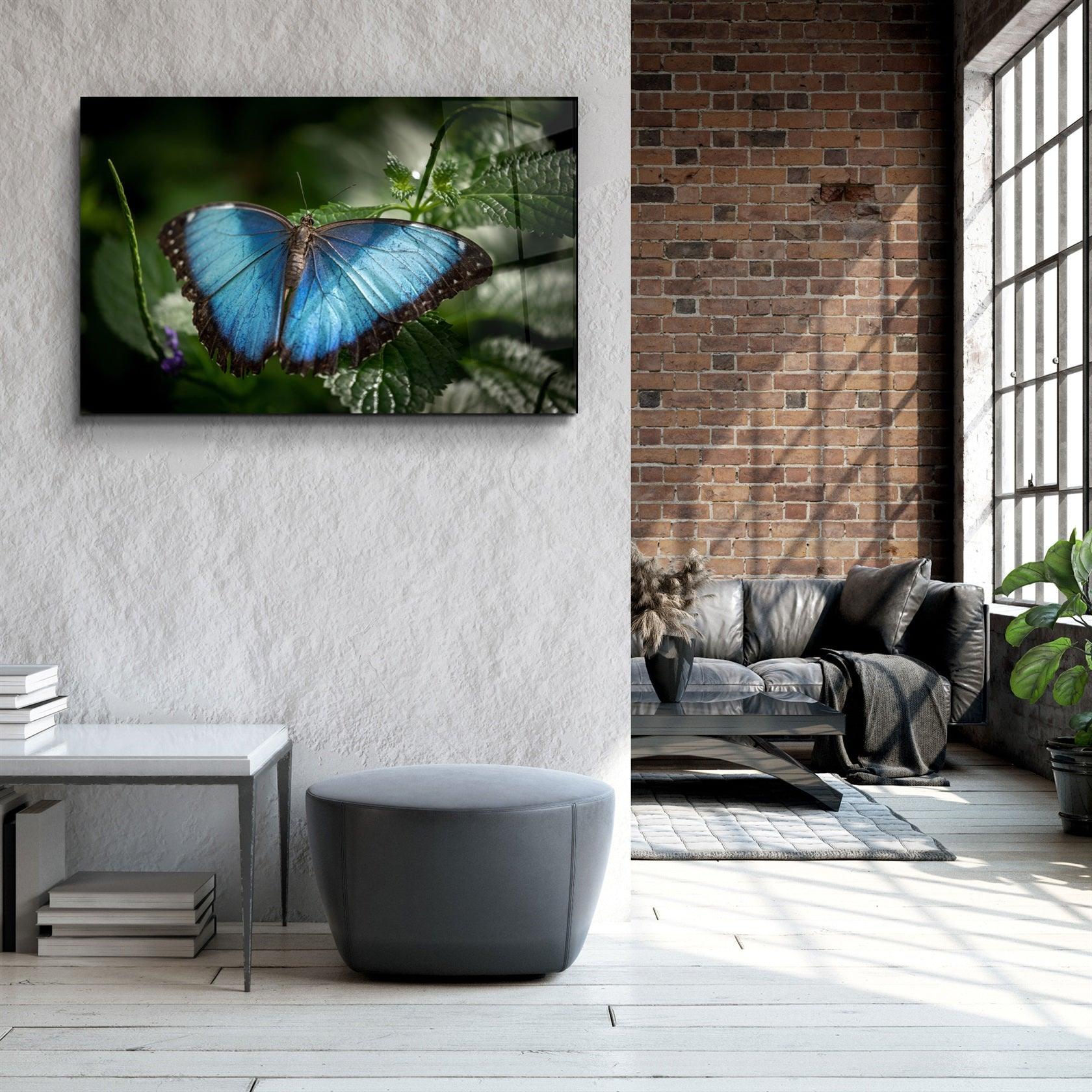 ・"Butterfly Bluewing"・Glass Wall Art