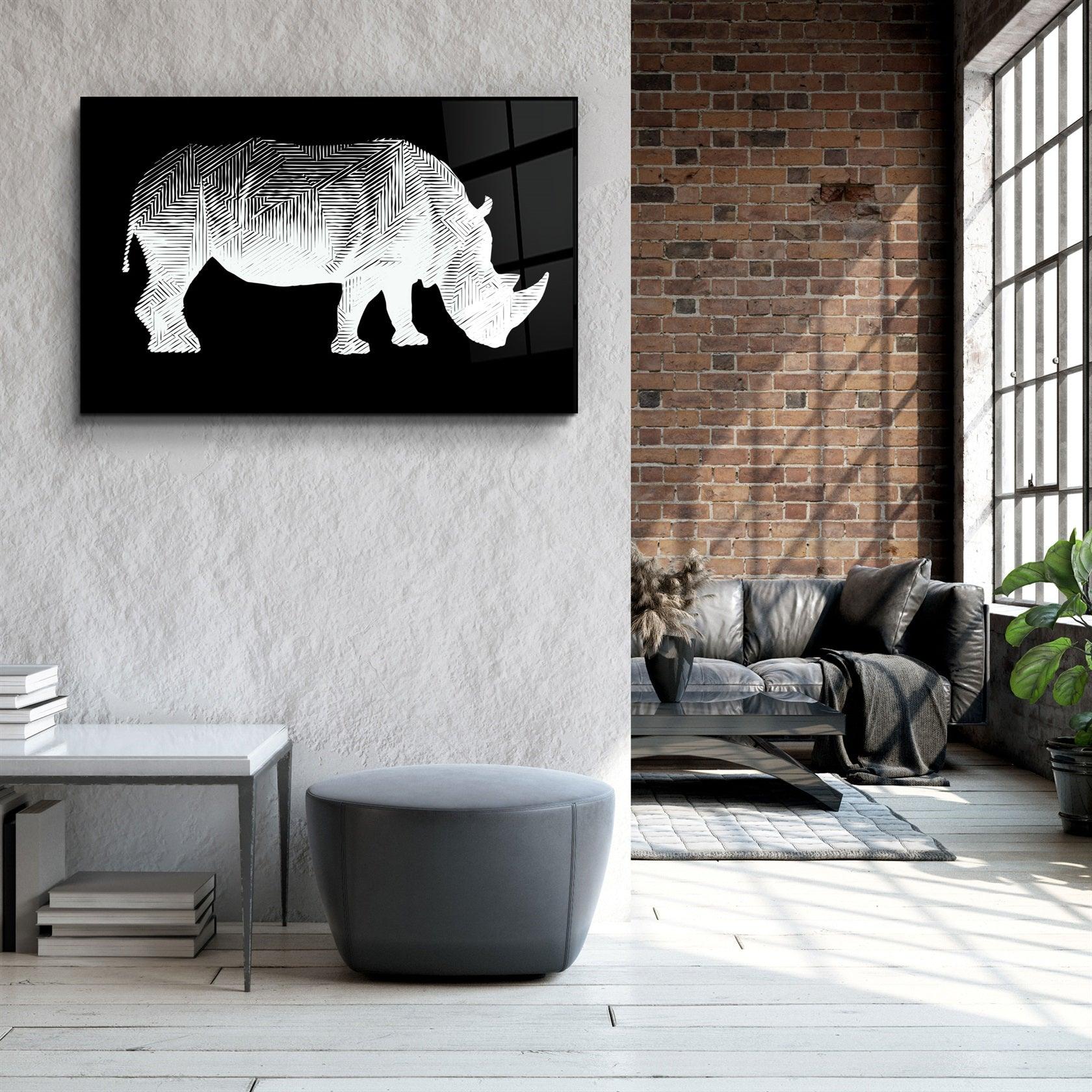 ・"Rhino Black"・Glass Wall Art