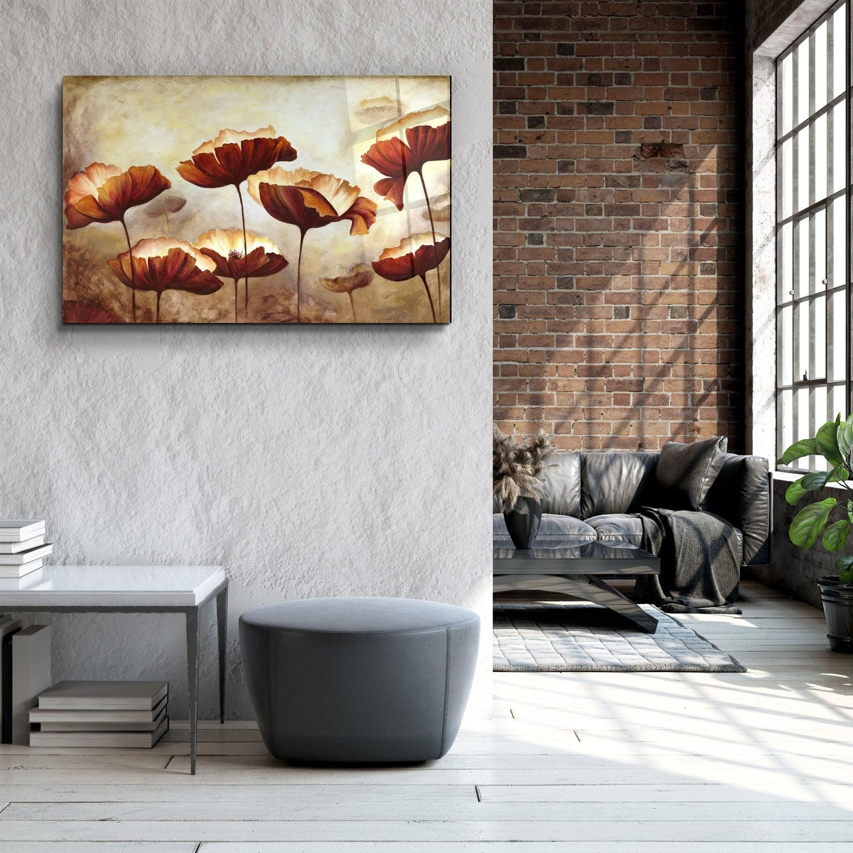 ・"Vintage Flowers"・Glass Wall Art