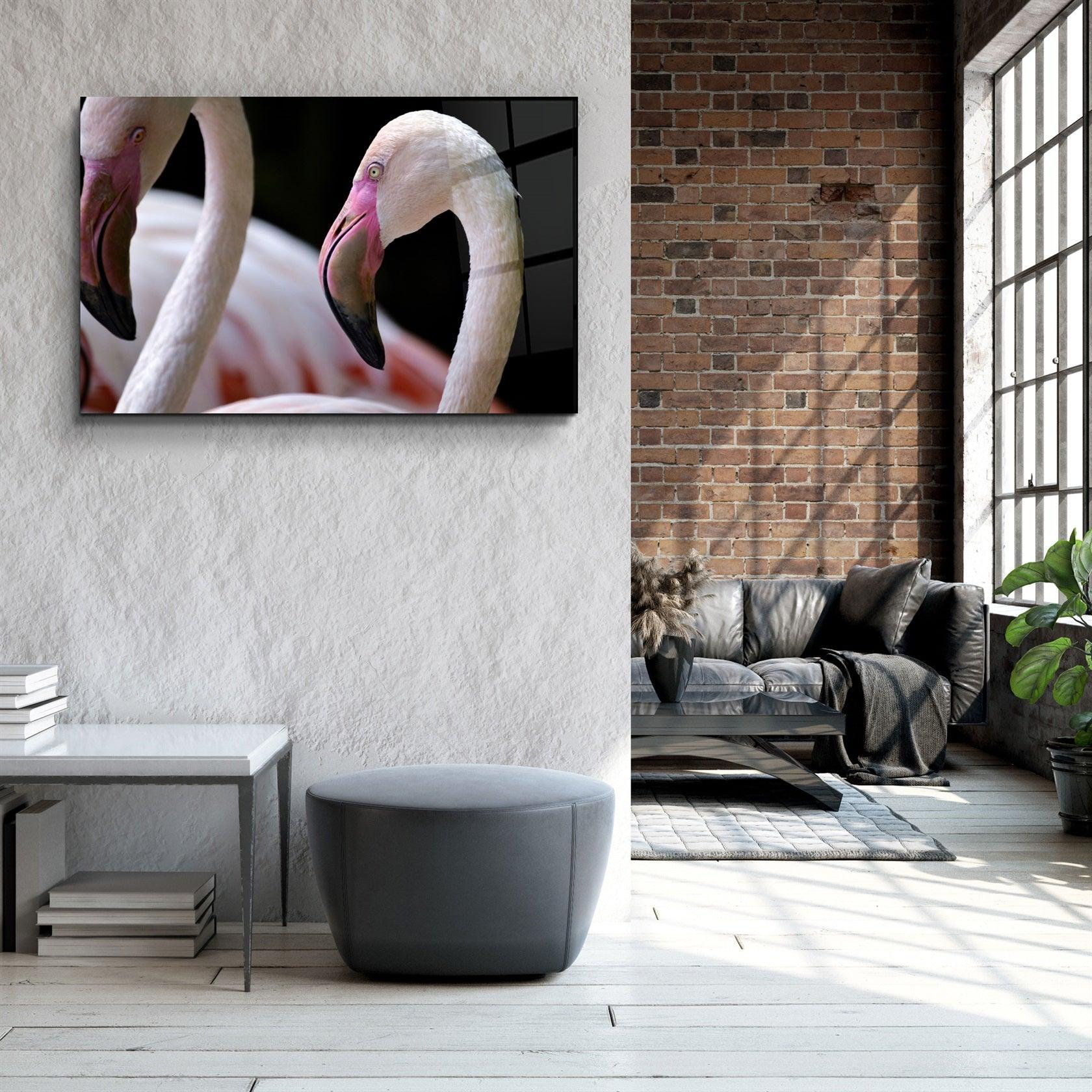 ・"Flamingo V4"・Glass Wall Art
