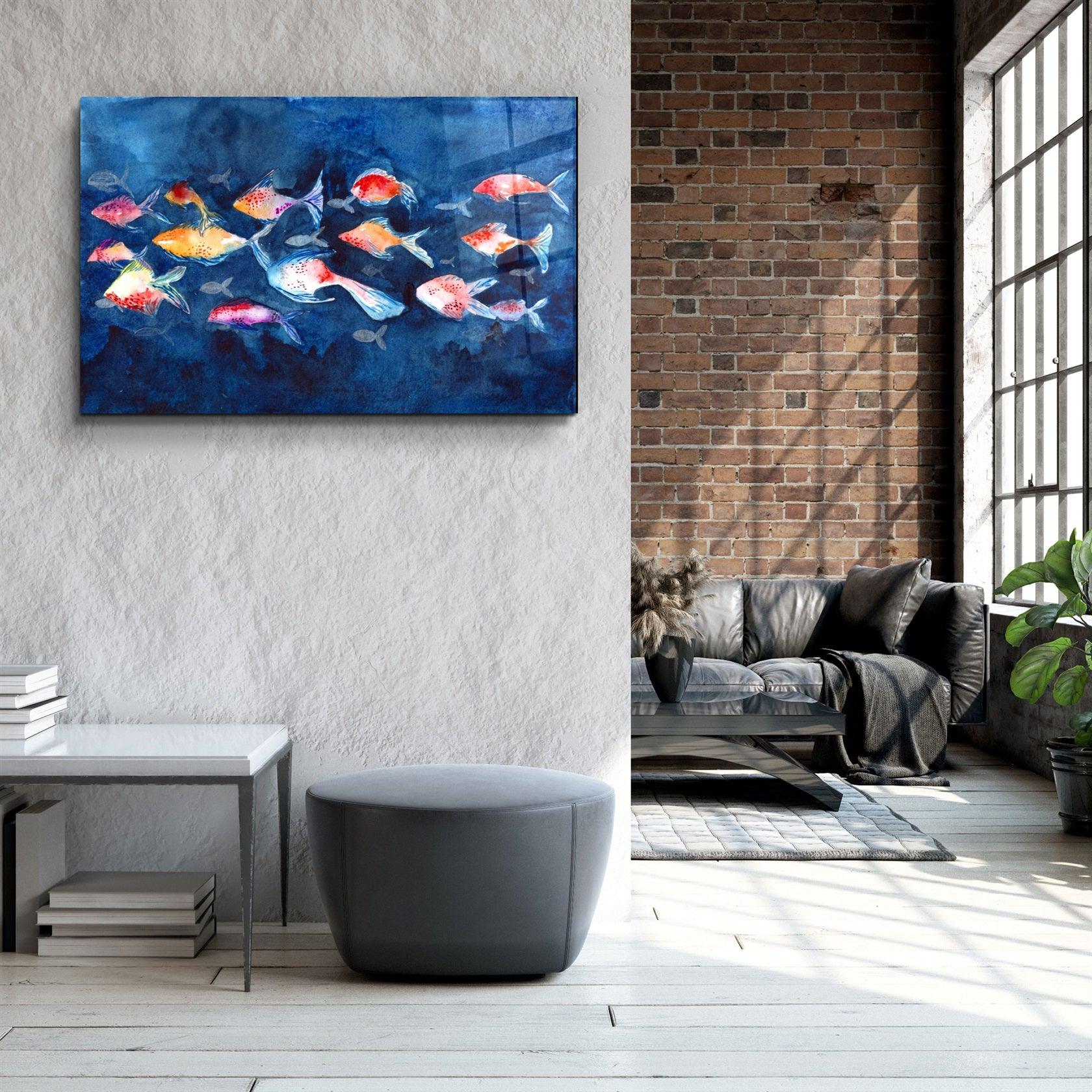 ・"School of Fish"・Glass Wall Art