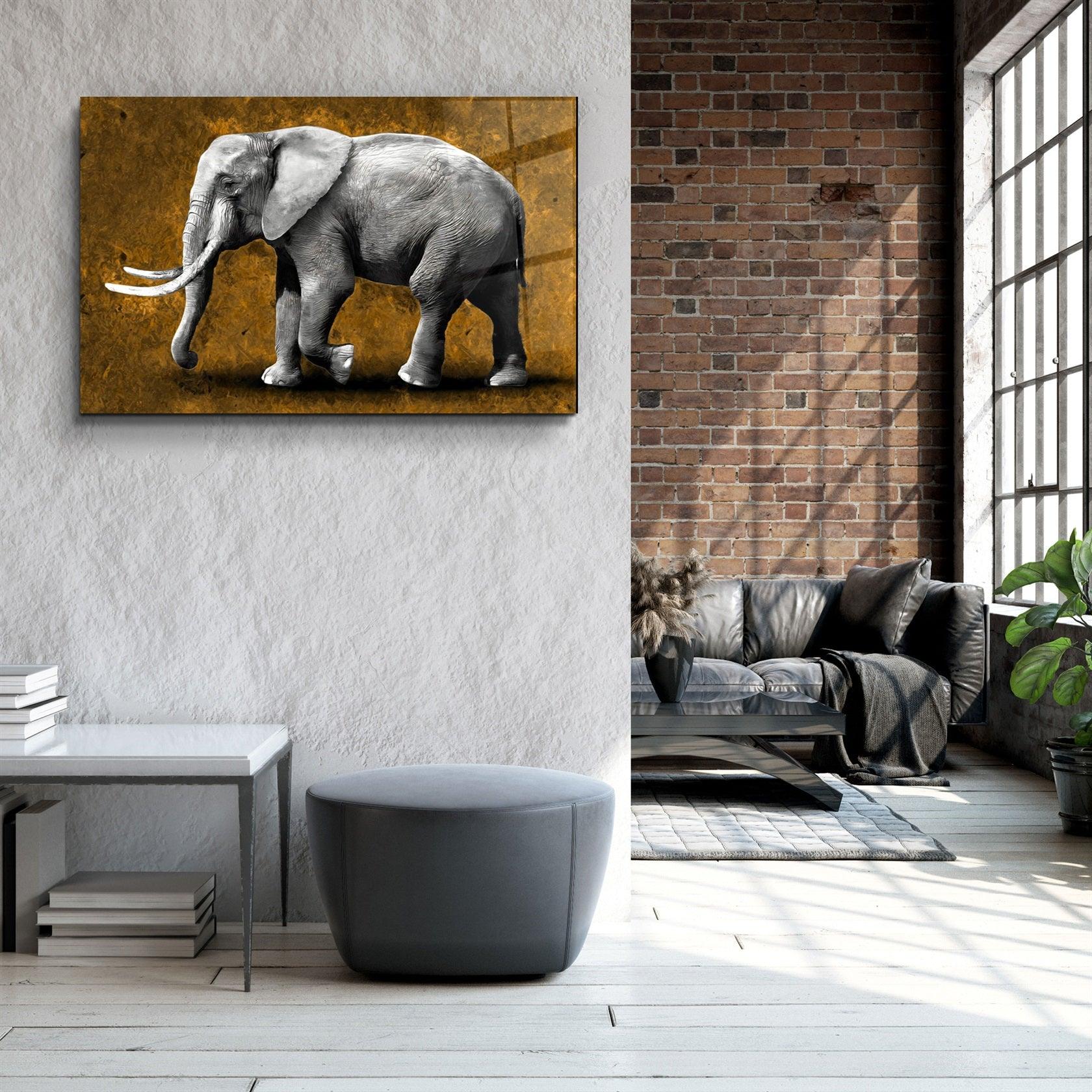 ・"Elephant Brown"・Glass Wall Art