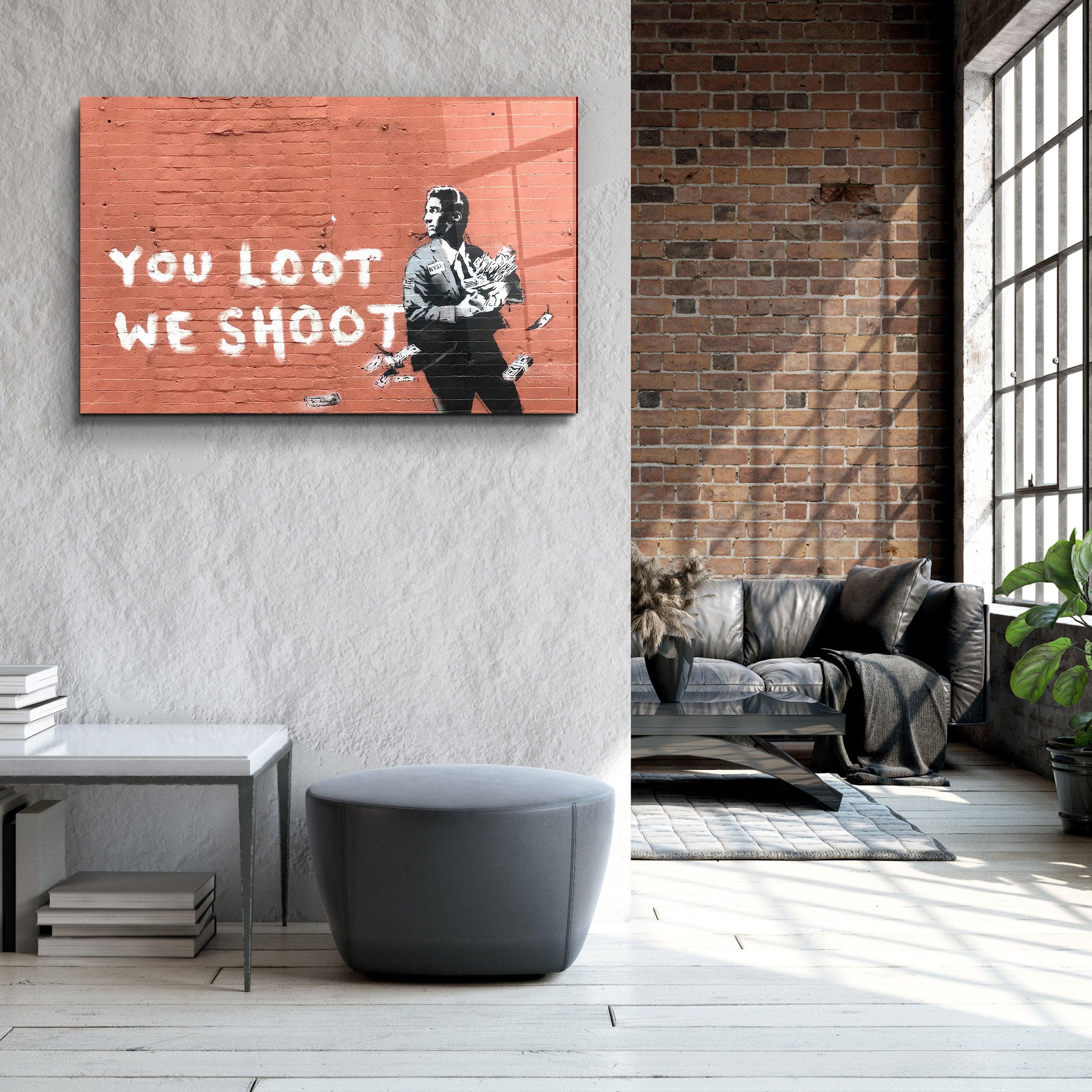 "Banksy - You Loot We Shoot"・Designer's Collection Glass Wall Art